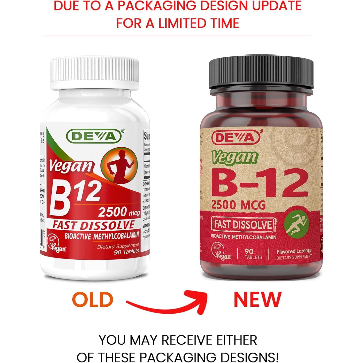 Vitamina B12 Sublingual Vegana DEVA 2500 mcg 90 Tabletas