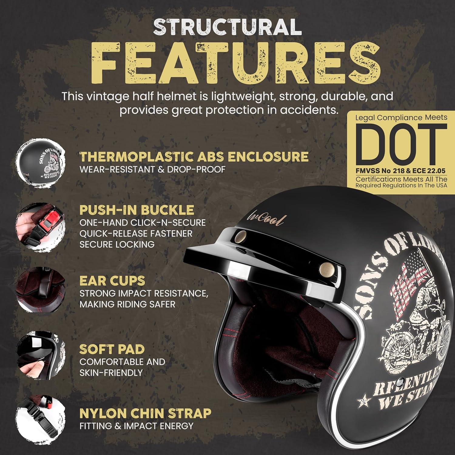 Casco Halaluxe Sons of Liberty Retro XL Negro Visera