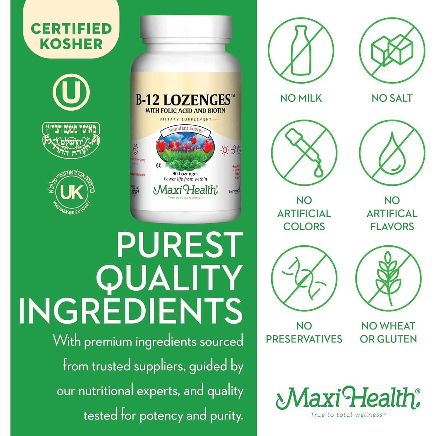 Pastillas Sublinguales de Vitamina B12 Maxi - 90 Unidades