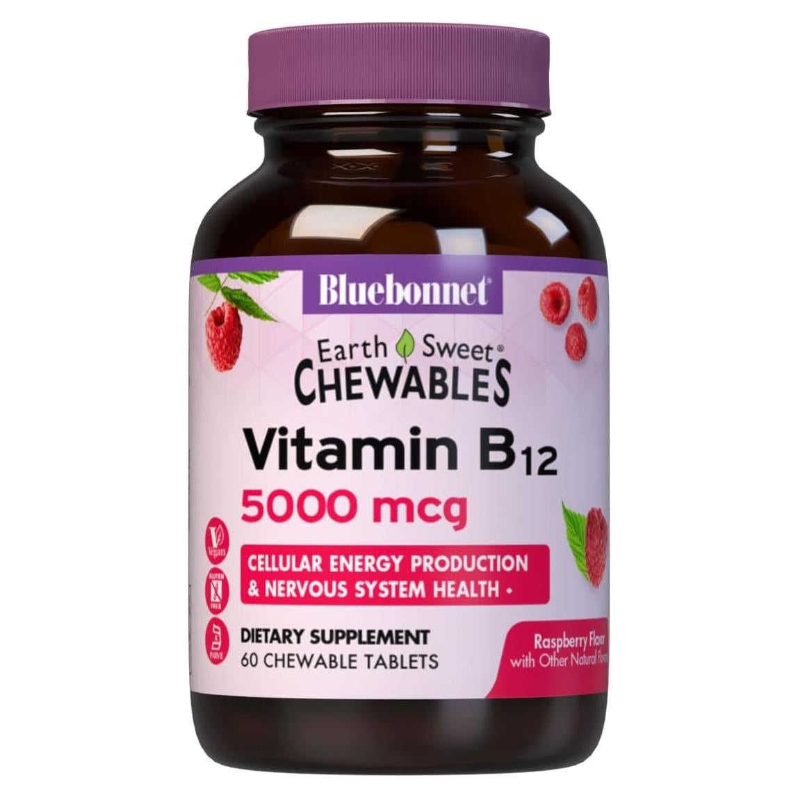 Tabletas Masticables Vitamina B12 5000 mcg BlueBonnet 60 Unidades