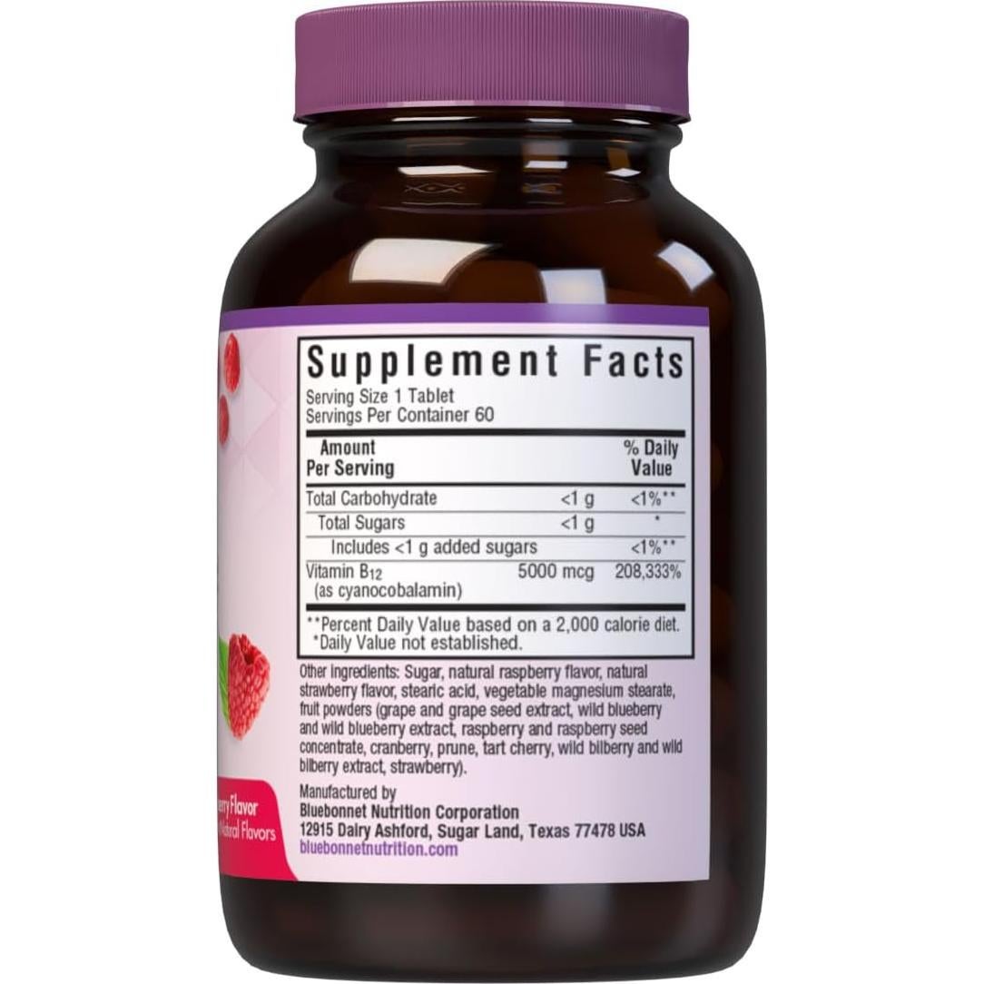Tabletas Masticables Vitamina B12 5000 mcg BlueBonnet 60 Unidades