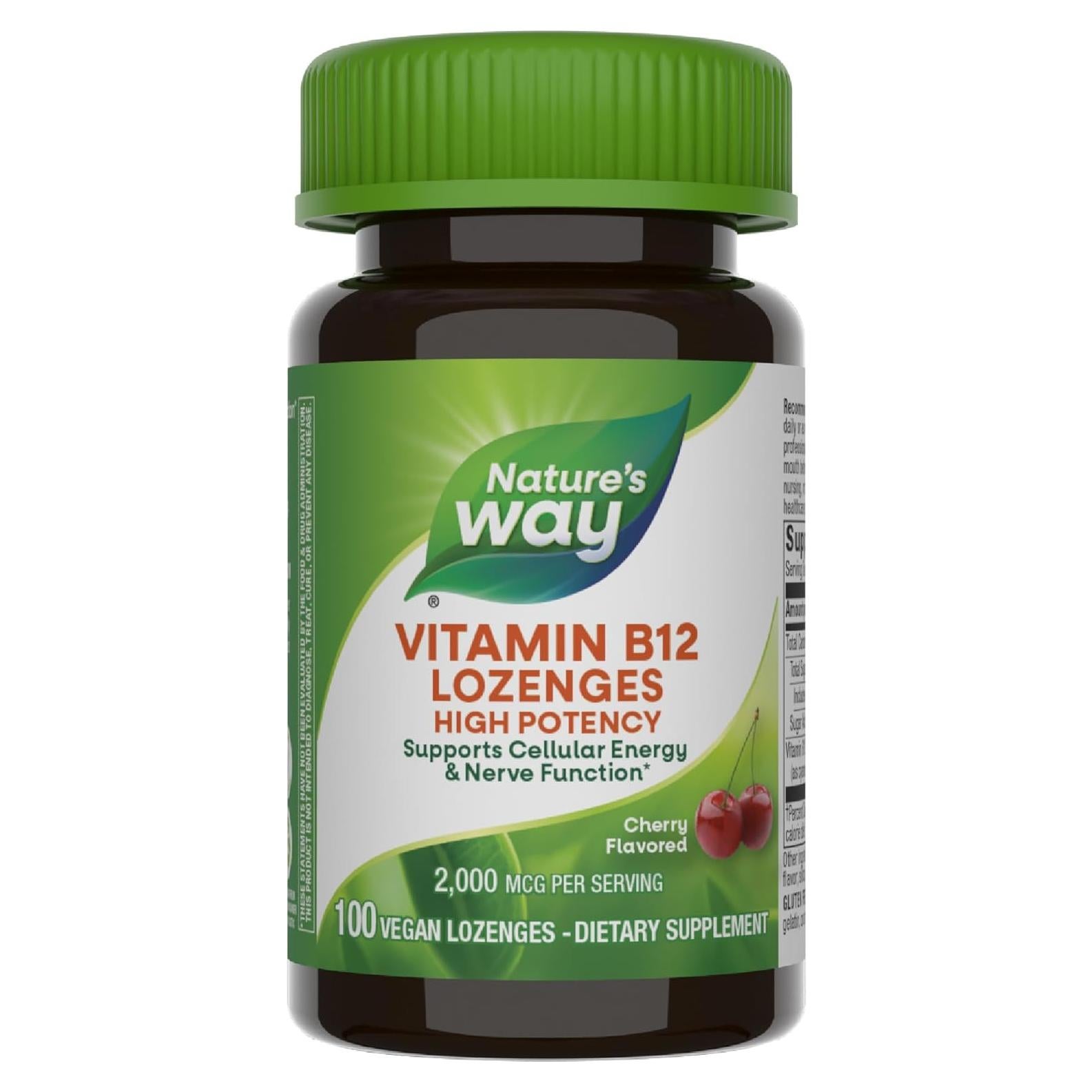 Pastillas de Vitamina B12 Nature's Way 2000 mcg Veganas 100 Unidades