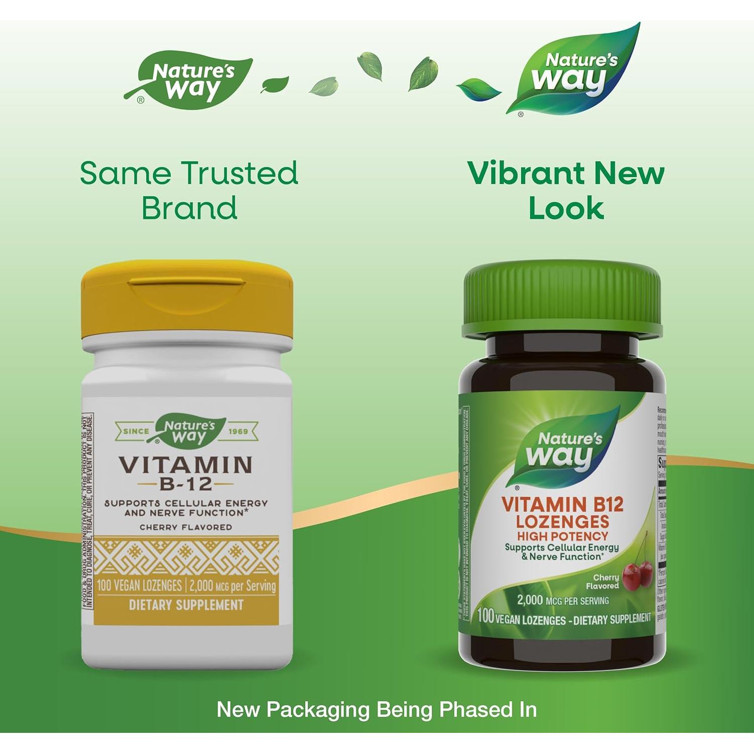 Pastillas de Vitamina B12 Nature's Way 2000 mcg Veganas 100 Unidades