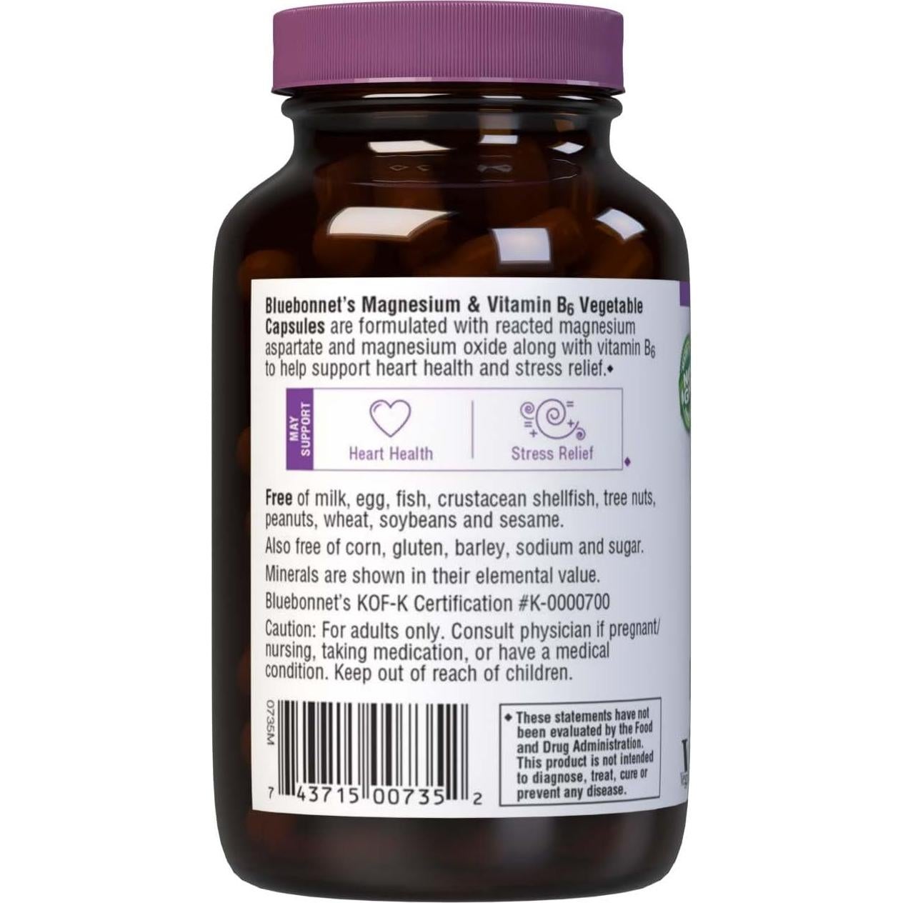Cápsulas de Magnesio y B6 Bluebonnet - 400 mg - 90 Unidades