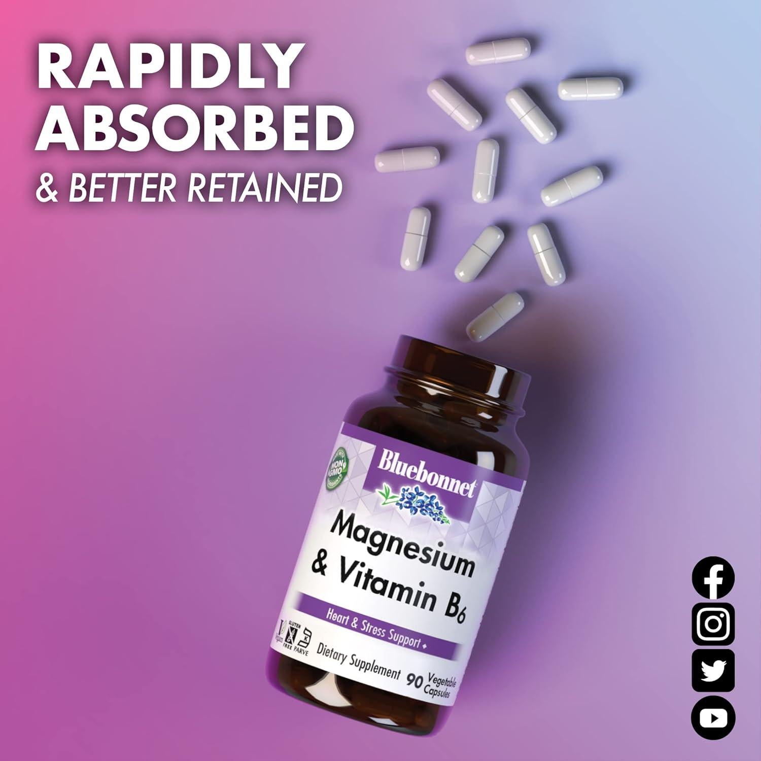 Cápsulas de Magnesio y B6 Bluebonnet - 400 mg - 90 Unidades