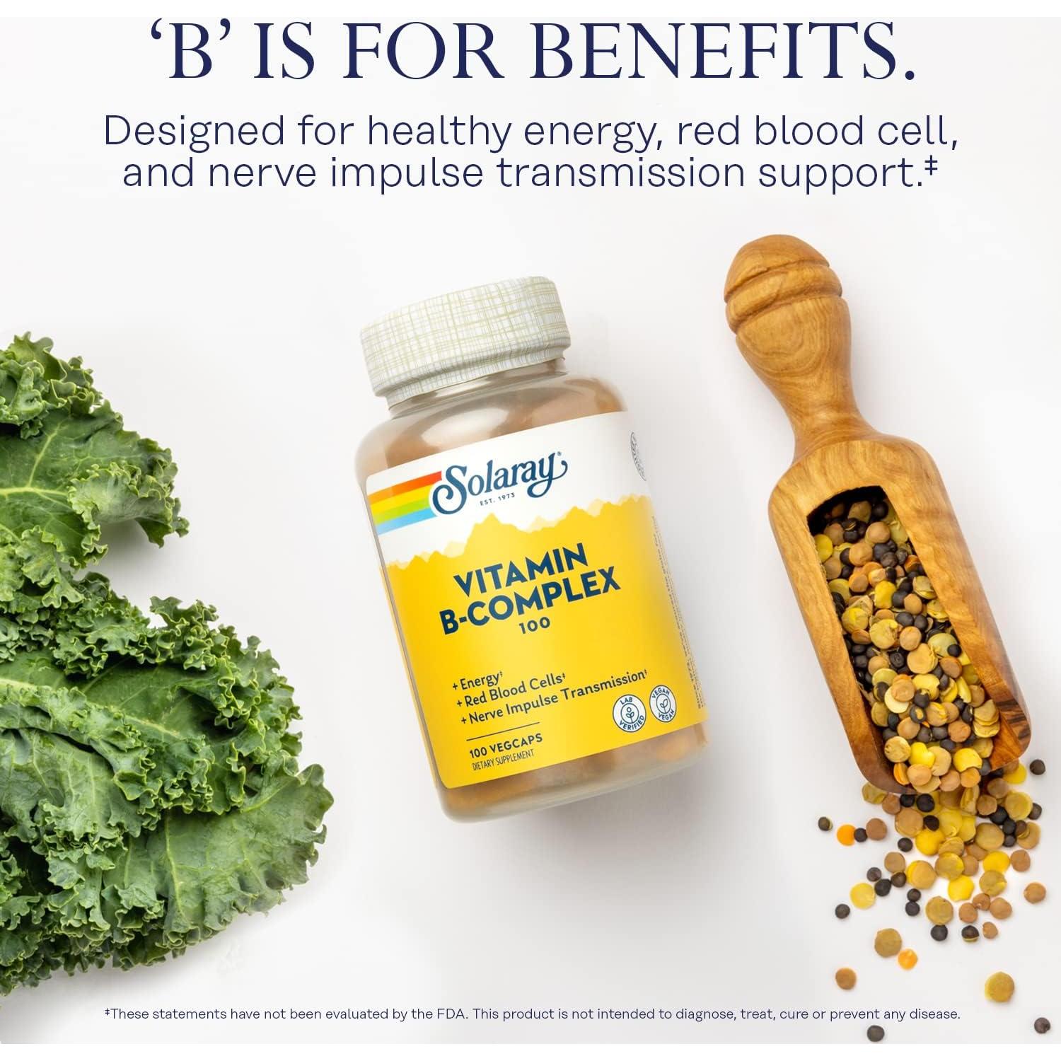 Suplemento de Vitaminas B Solaray 100 VegCaps - Energía y Salud