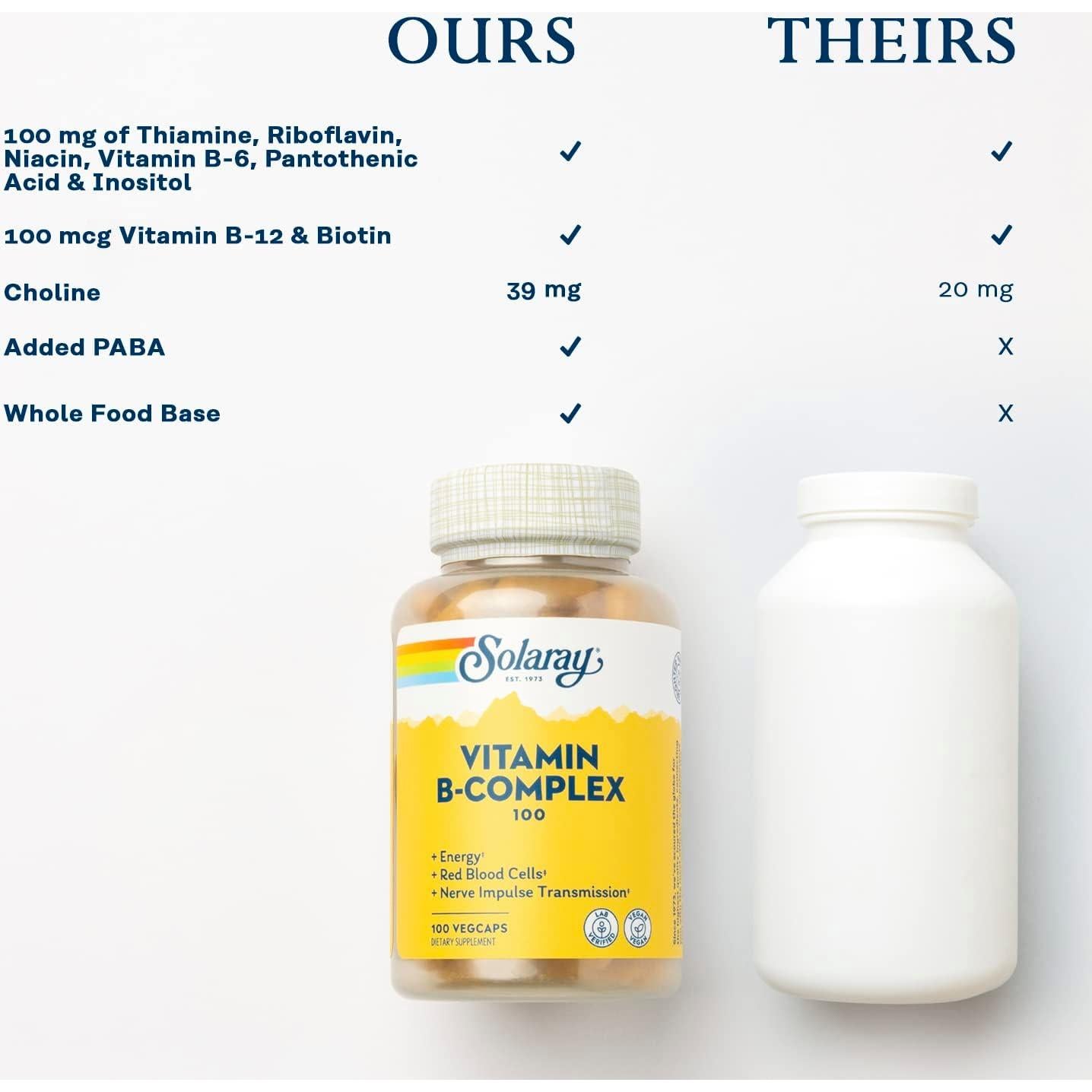 Suplemento de Vitaminas B Solaray 100 VegCaps - Energía y Salud