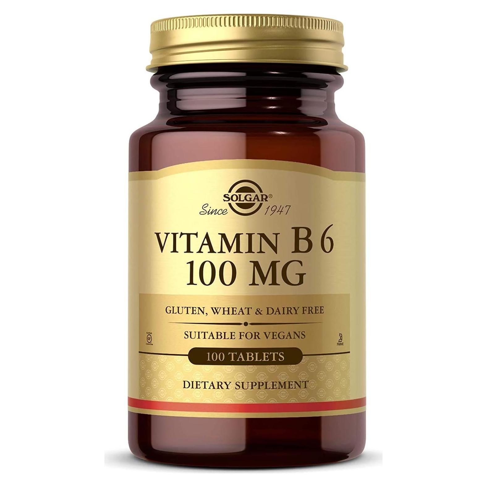 Vitamina B6 100 mg Solgar - Suplemento Vegano 100 Tabletas