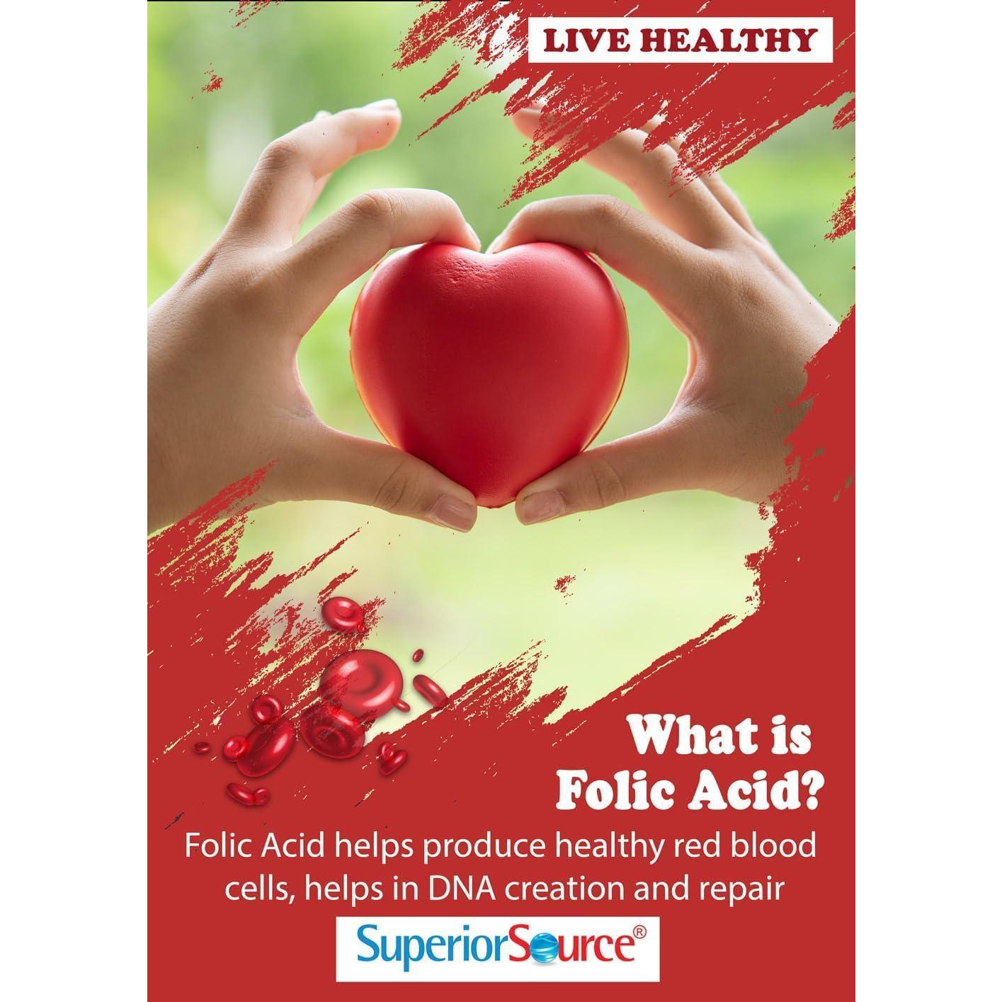 Suplemento de Metilfolato Superior Source 1000 mcg 60 Tabletas