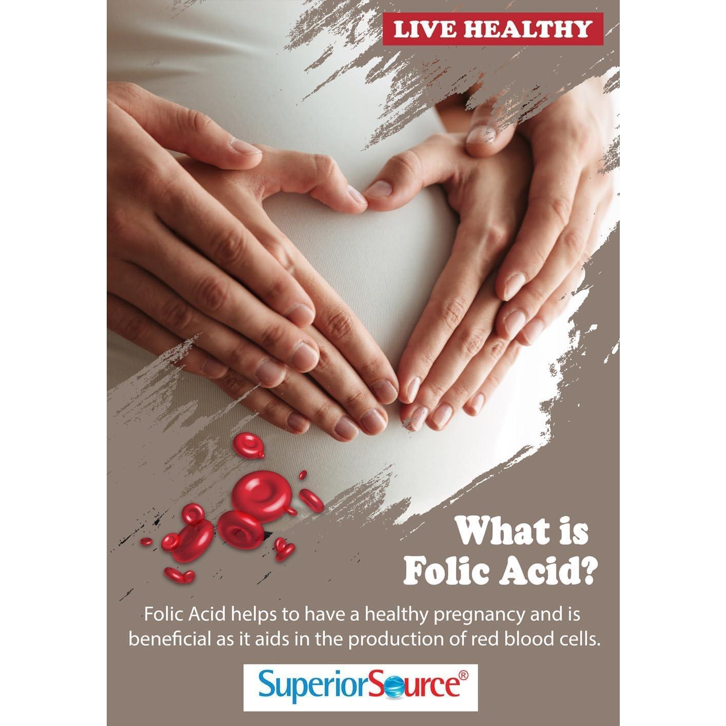 Suplemento de Metilfolato Superior Source 1000 mcg 60 Tabletas