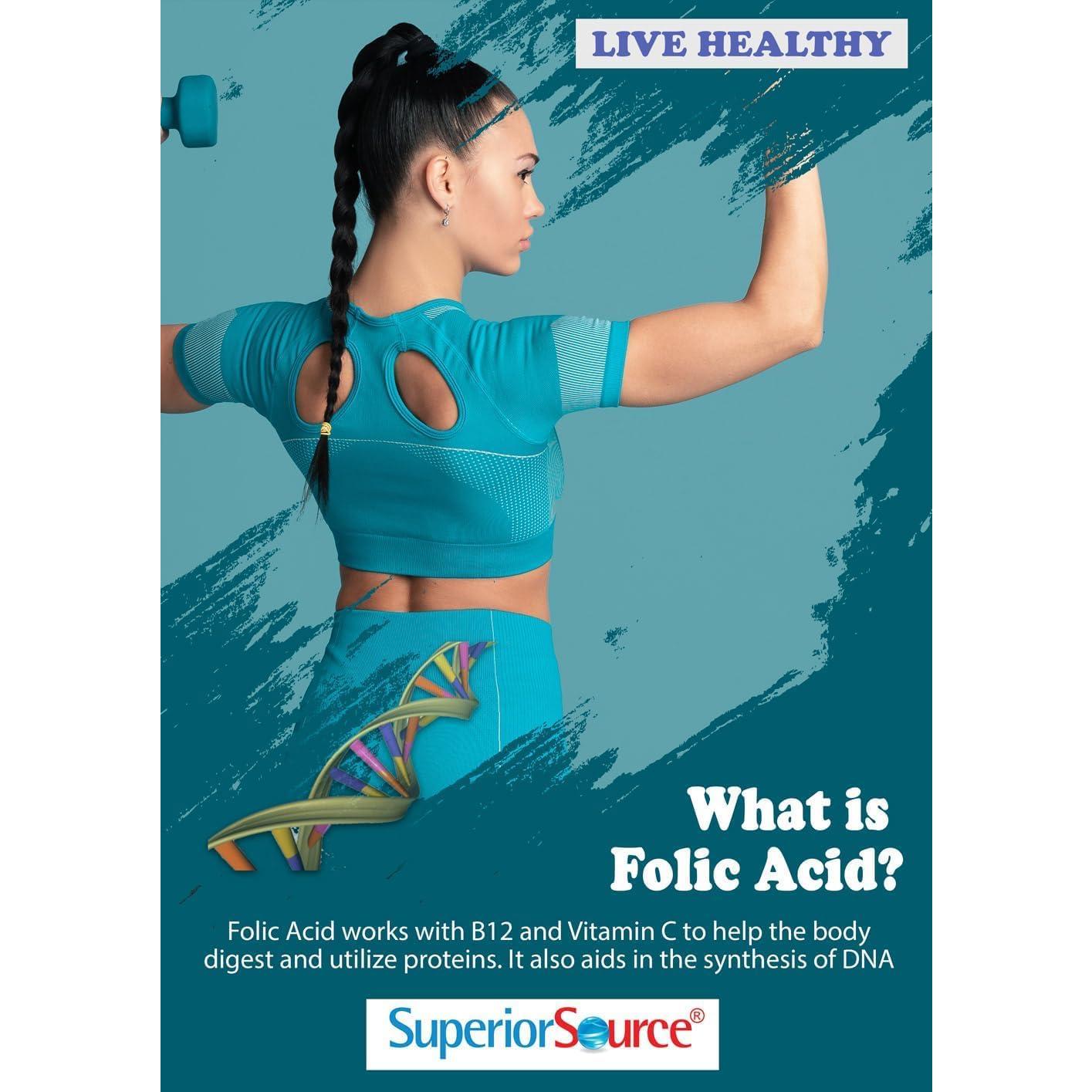 Suplemento de Metilfolato Superior Source 1000 mcg 60 Tabletas