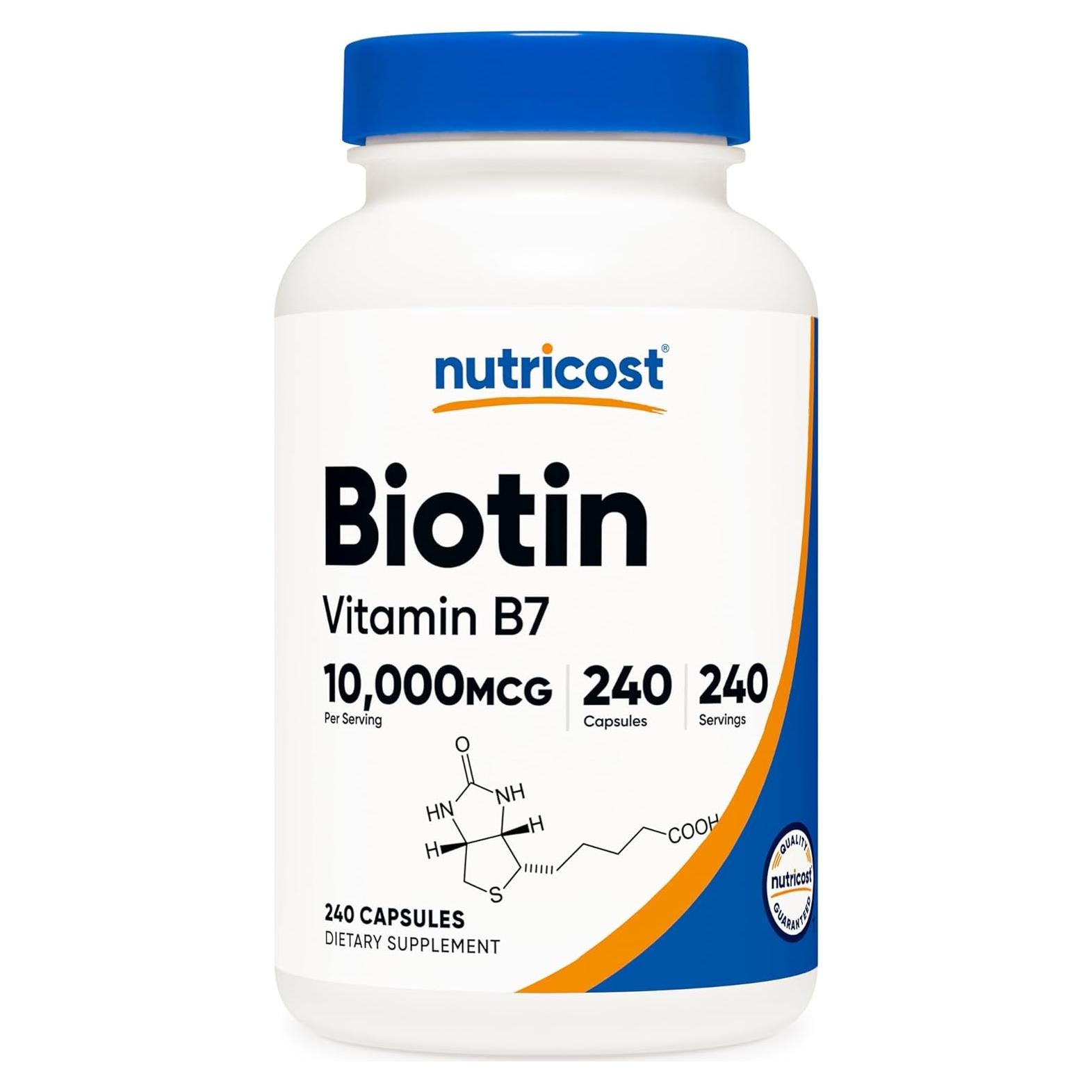 Nutricost Biotina 10,000 mcg - 240 Cápsulas Vegetariano