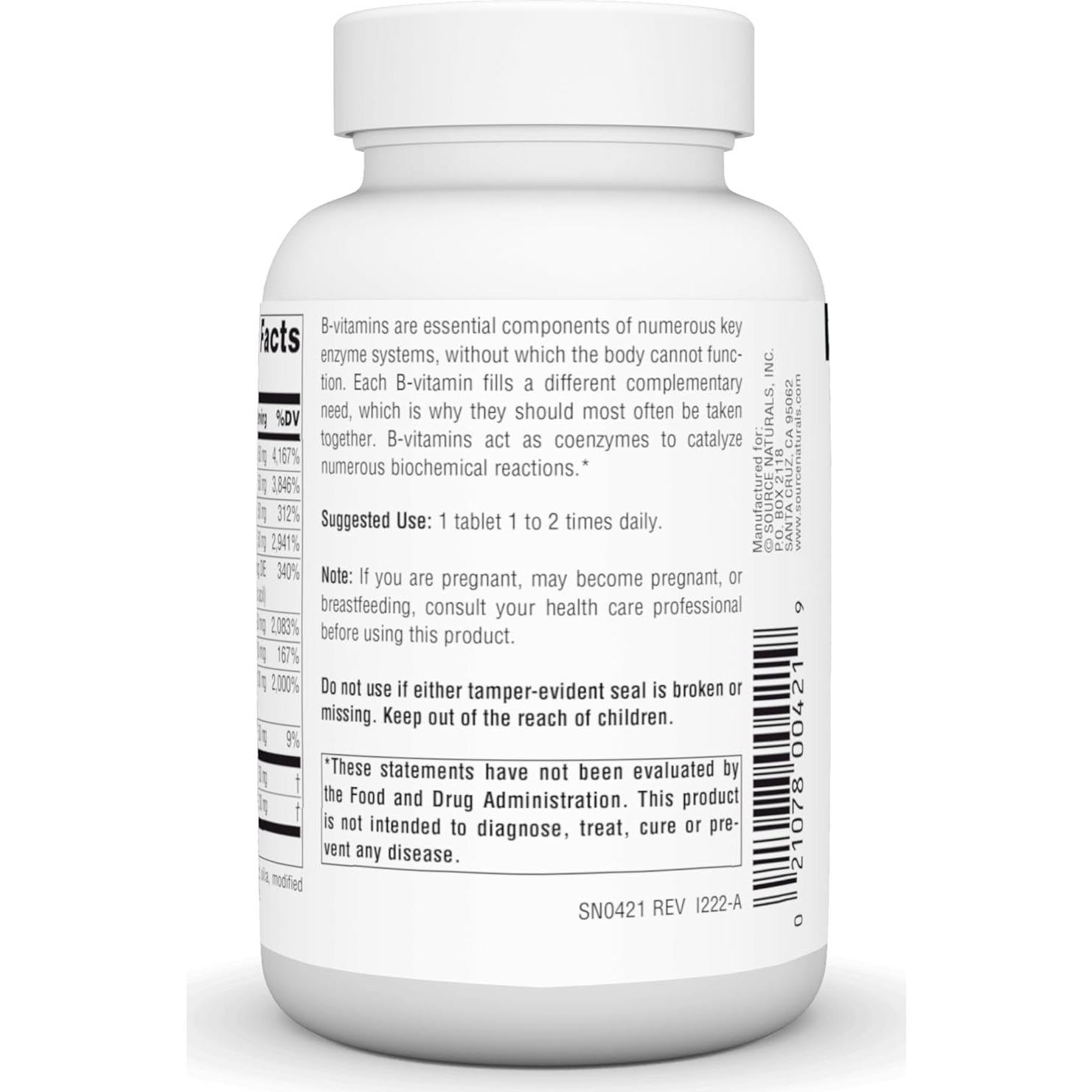 Source Naturals B-50 Complejo 50 mg Vitaminas B - 100 Tabletas