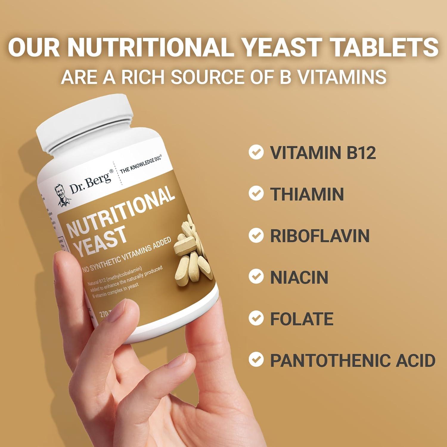 Tabletas de Levadura Nutricional Dr. Berg - B12 y Vitaminas B - 270 Tabletas Veganas