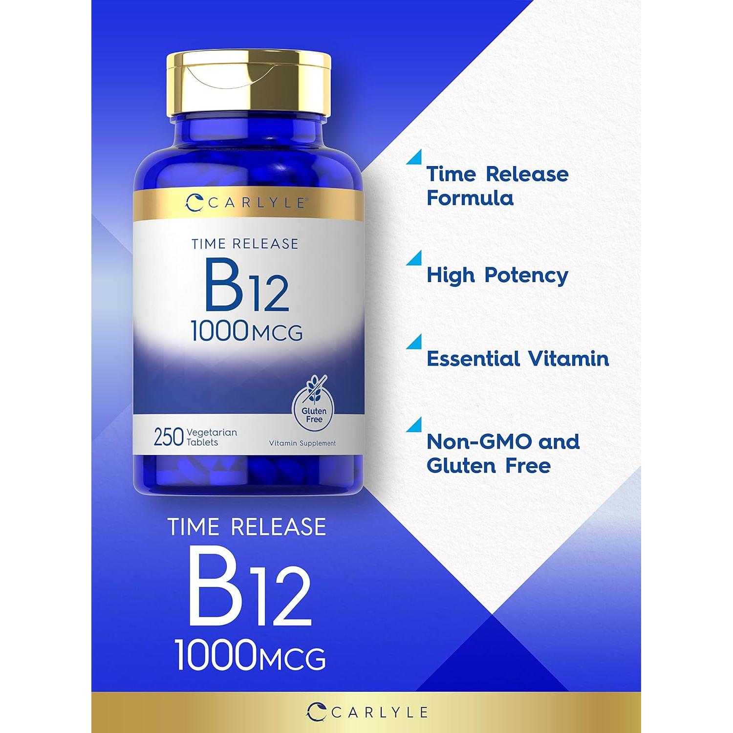Carlyle Vitamina B12 1000 mcg 250 Tabletas Liberación Prolongada