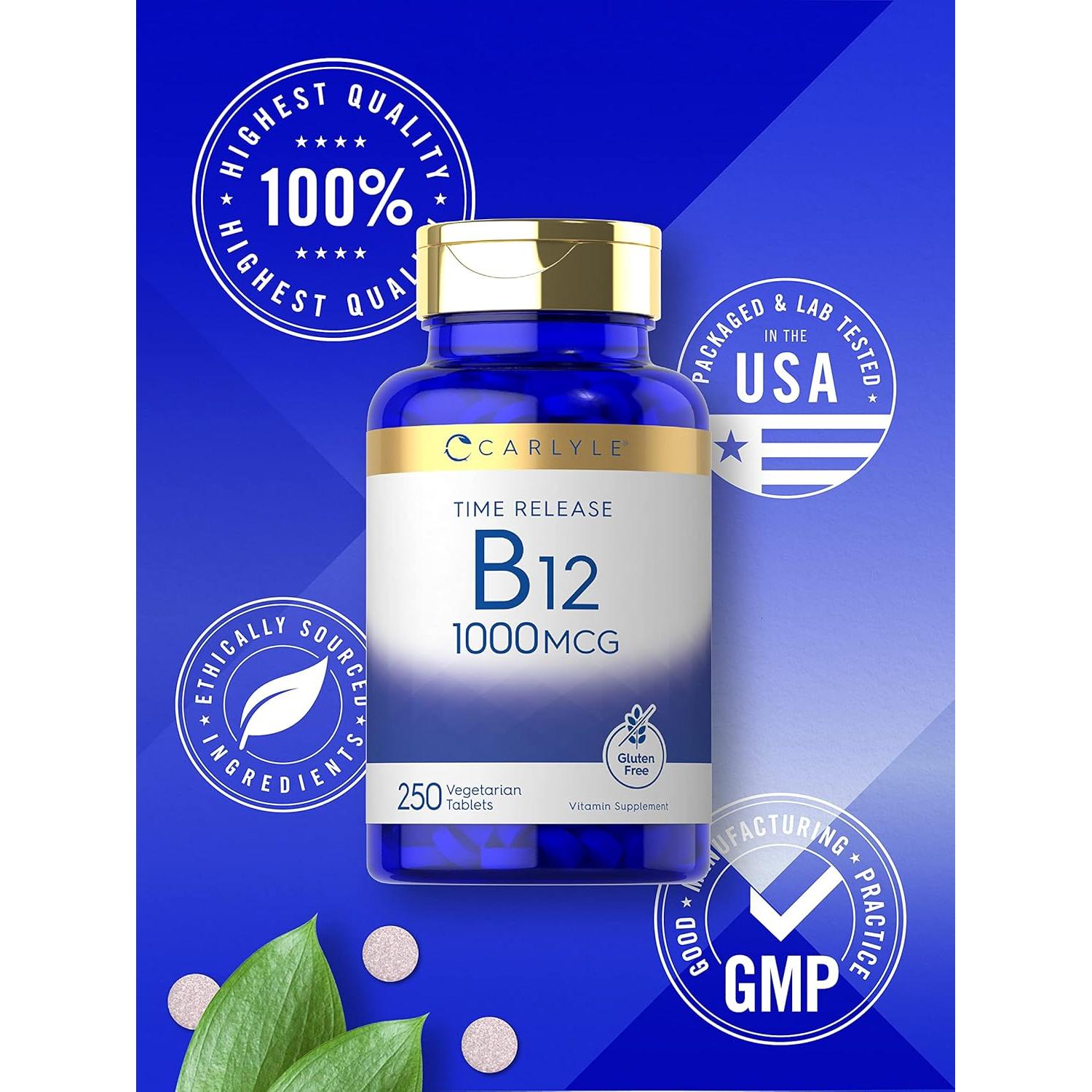 Carlyle Vitamina B12 1000 mcg 250 Tabletas Liberación Prolongada