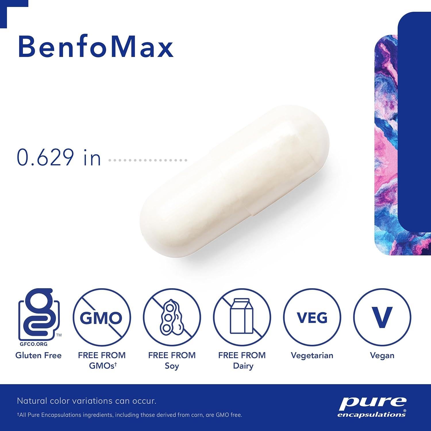 Suplemento Vegano BenfoMax 90 Pure Encapsulations 200 mg B1
