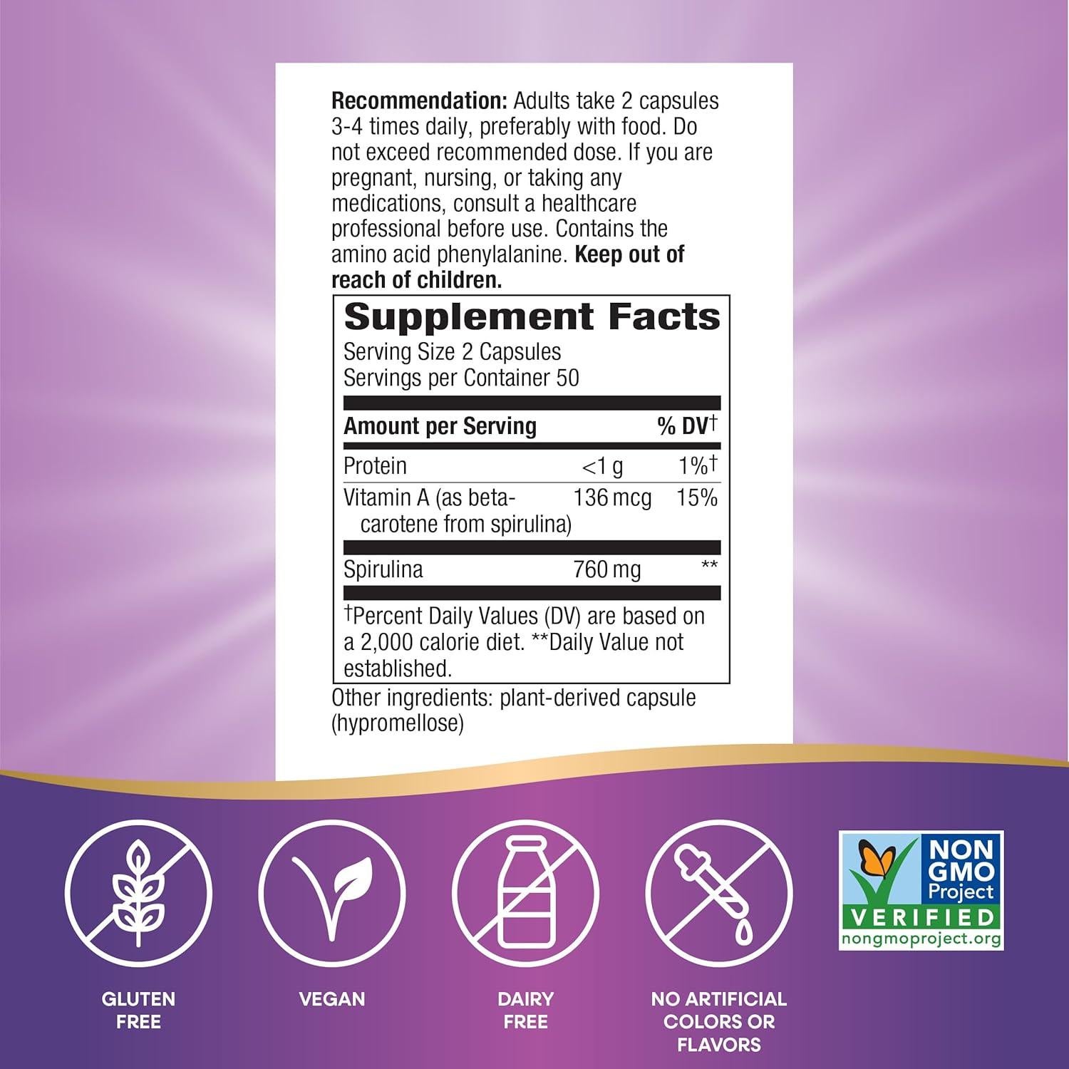 Espirulina Micro-Alga Way of Nature 100 Cápsulas Veganas 760 mg