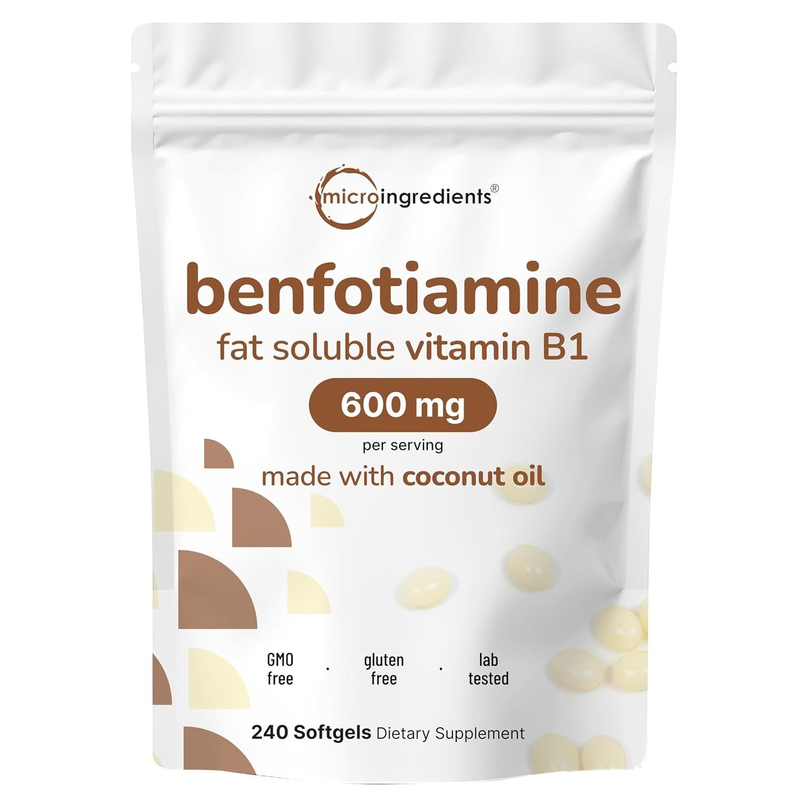Micro Ingredients Vitamina B1 Benfotiamina 600mg 240 Gelatinas