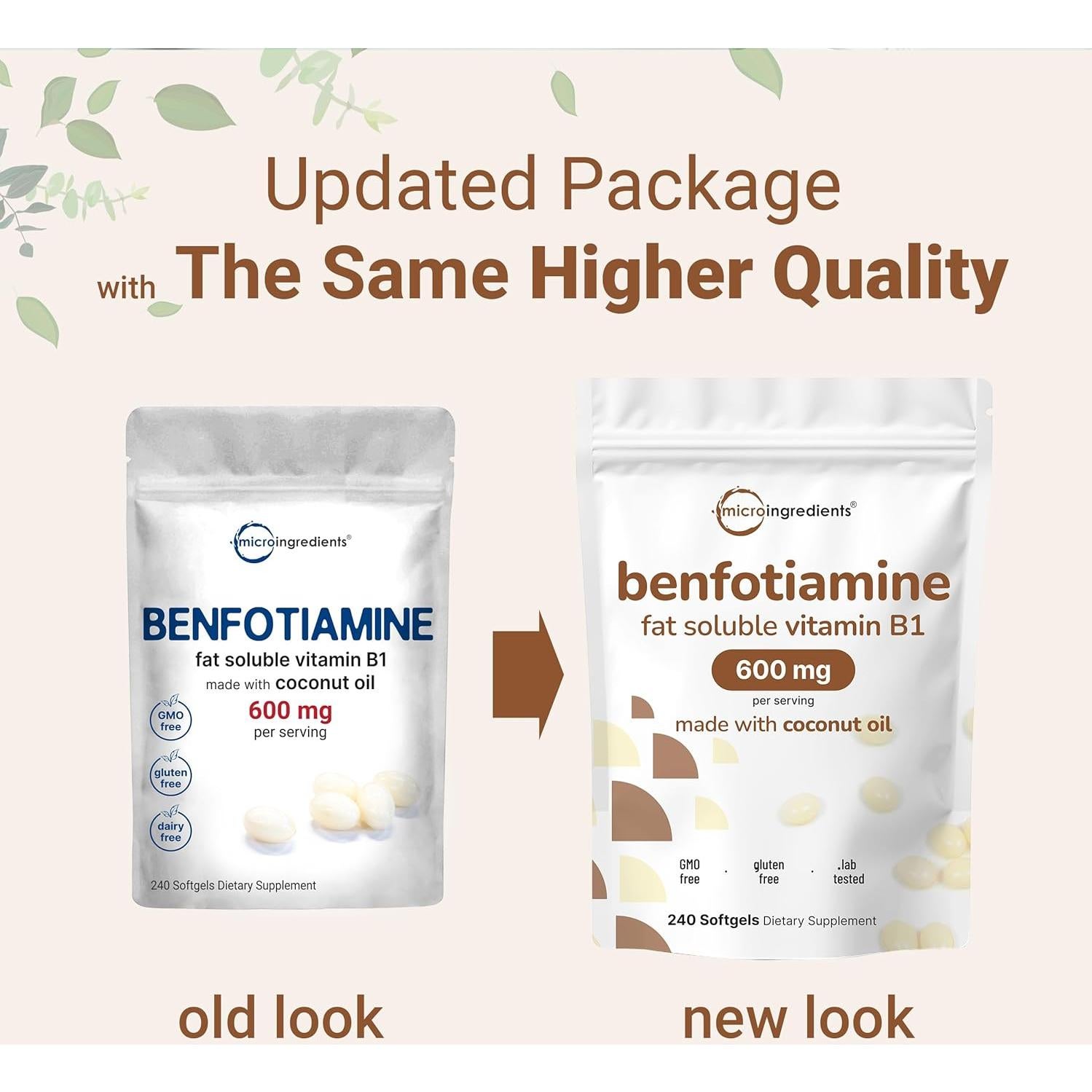 Micro Ingredients Vitamina B1 Benfotiamina 600mg 240 Gelatinas