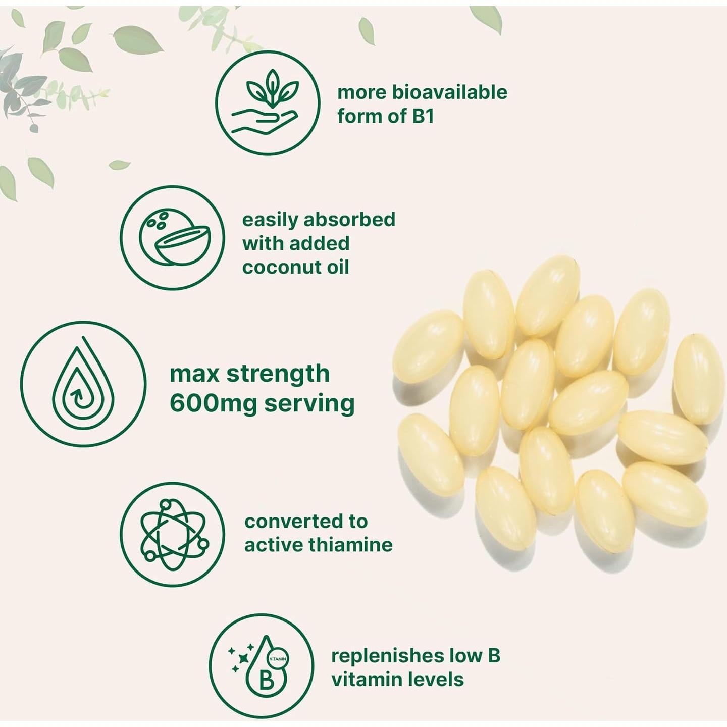 Micro Ingredients Vitamina B1 Benfotiamina 600mg 240 Gelatinas