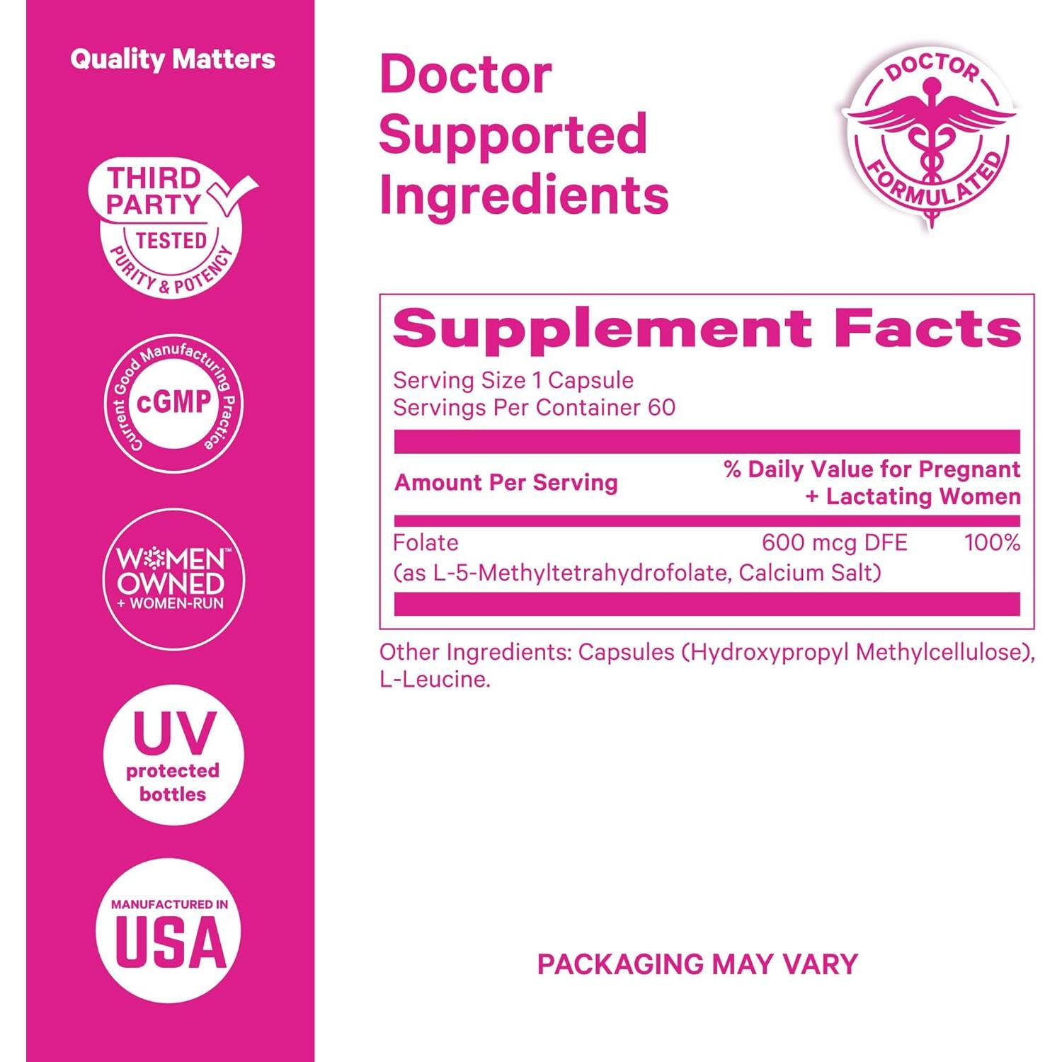 Pink Stork Folato Metilado 60 Cápsulas - Ácido Fólico Natural