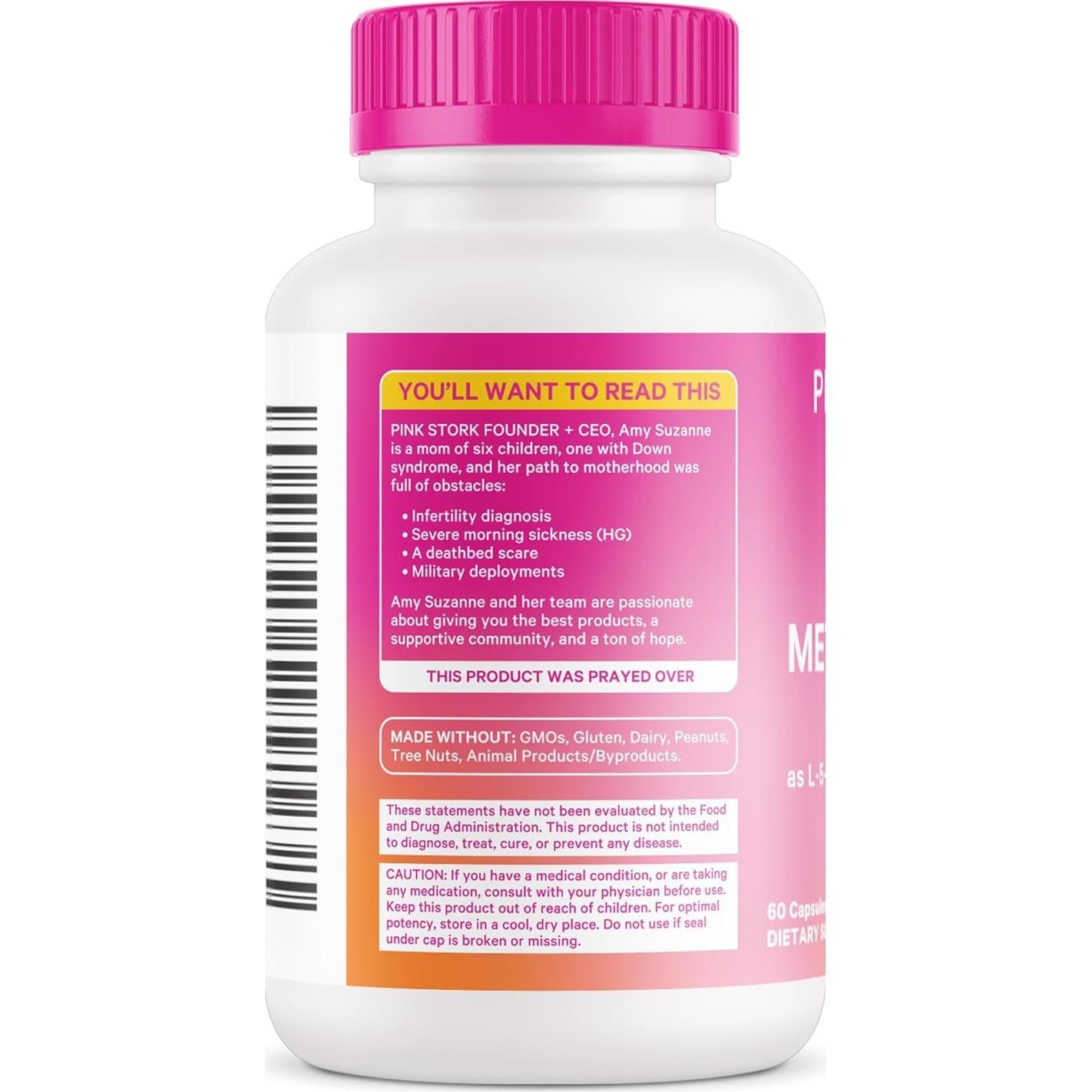 Pink Stork Folato Metilado 60 Cápsulas - Ácido Fólico Natural