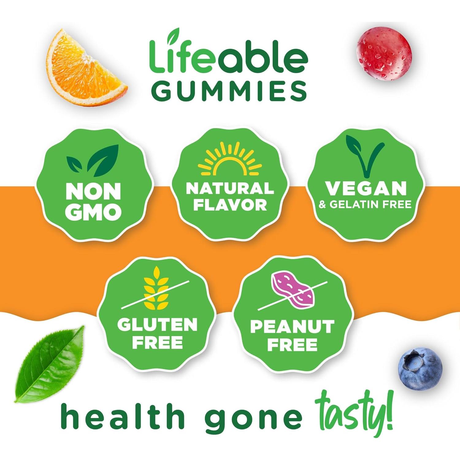 Gomitas de Vitamina B Complejo Lifeable 90 Unidades Veganas