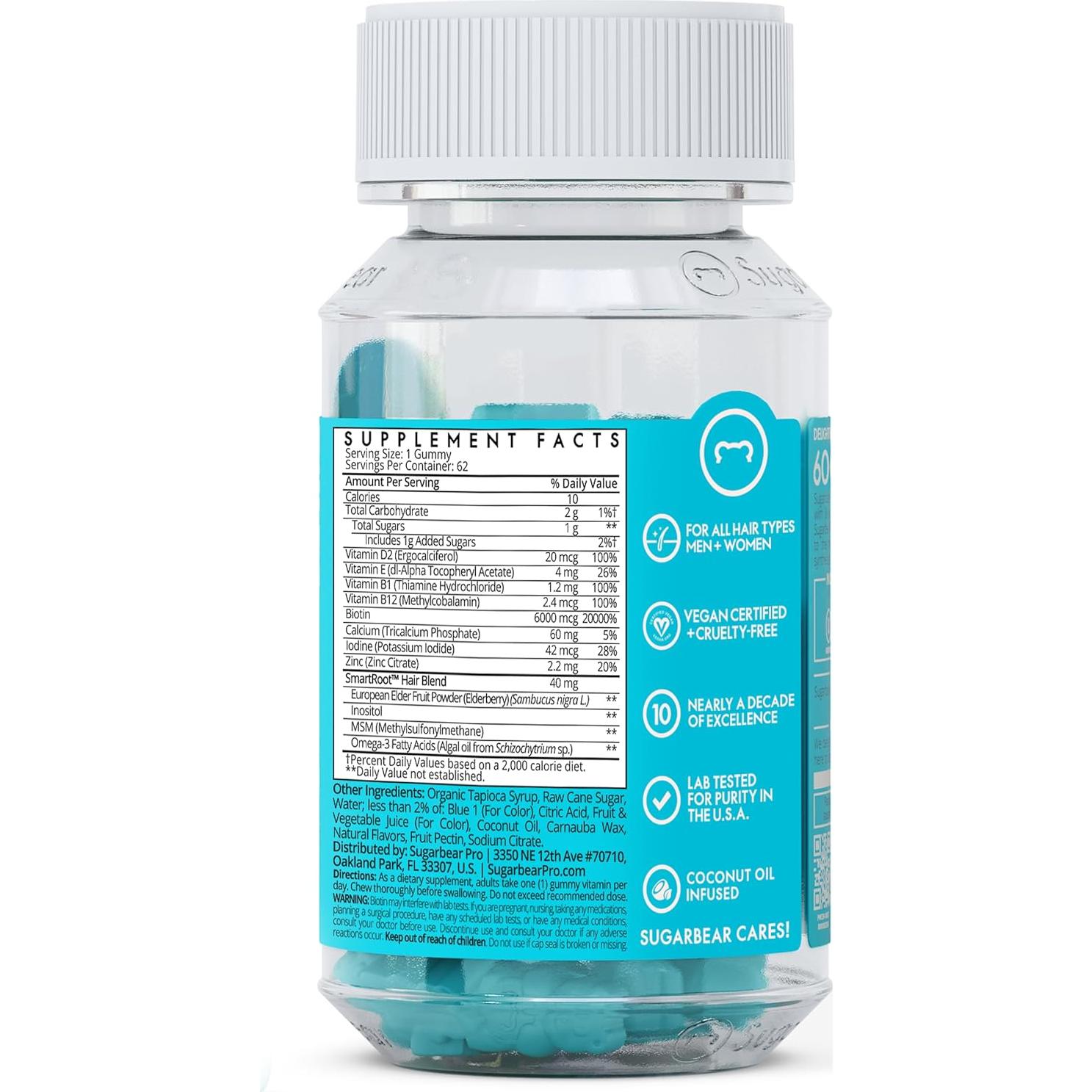 Vitaminas Gummy Sugarbear Hair 2 Meses Biotina 6000mcg