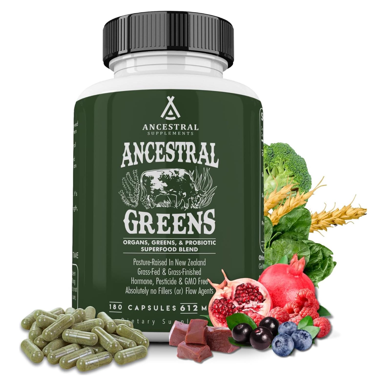 Cápsulas de Polvo de Verduras Suplementos Ancestrales 180 Conteo