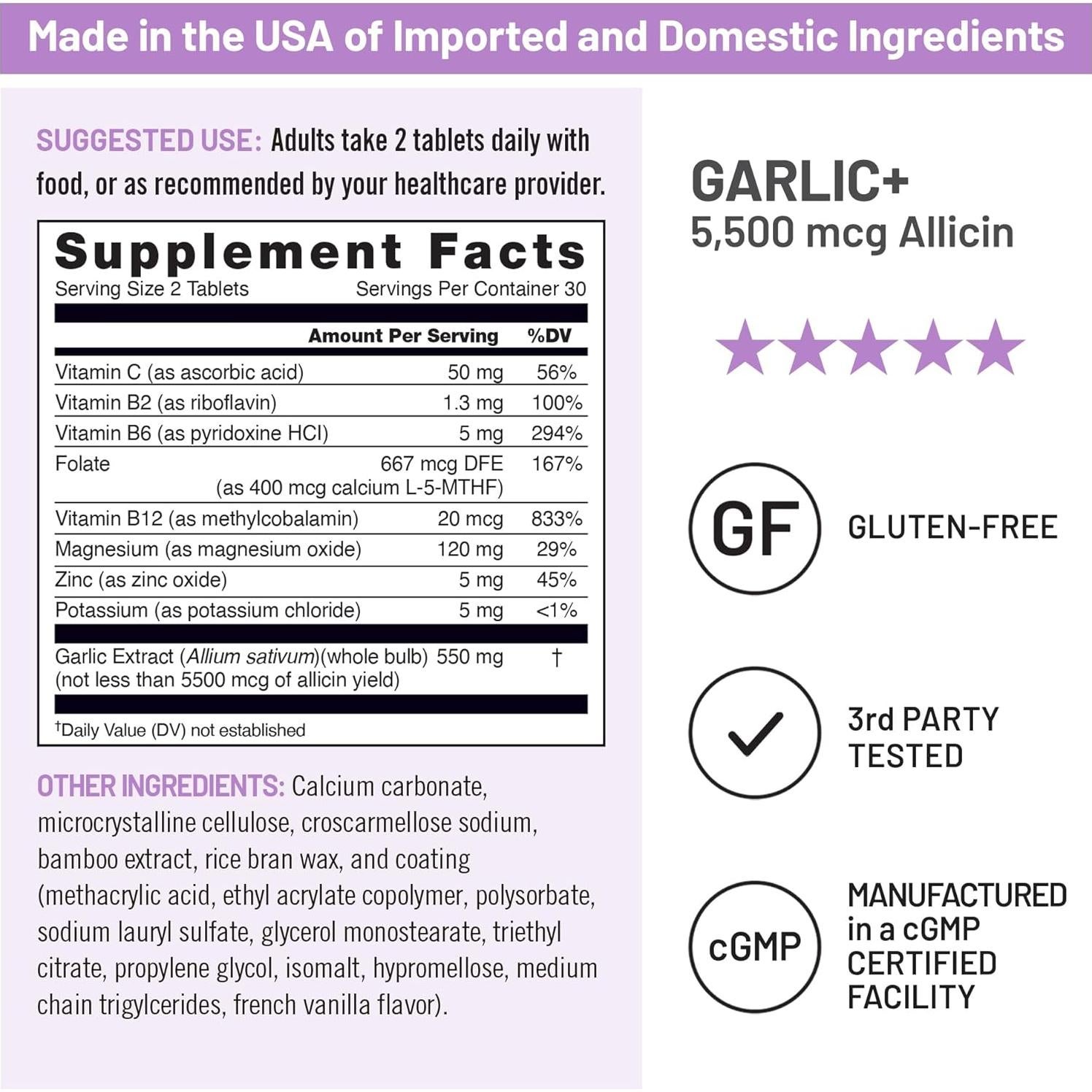 Suplemento de Ajo NatureWise 5500 mcg Vegano - 60 Tabletas