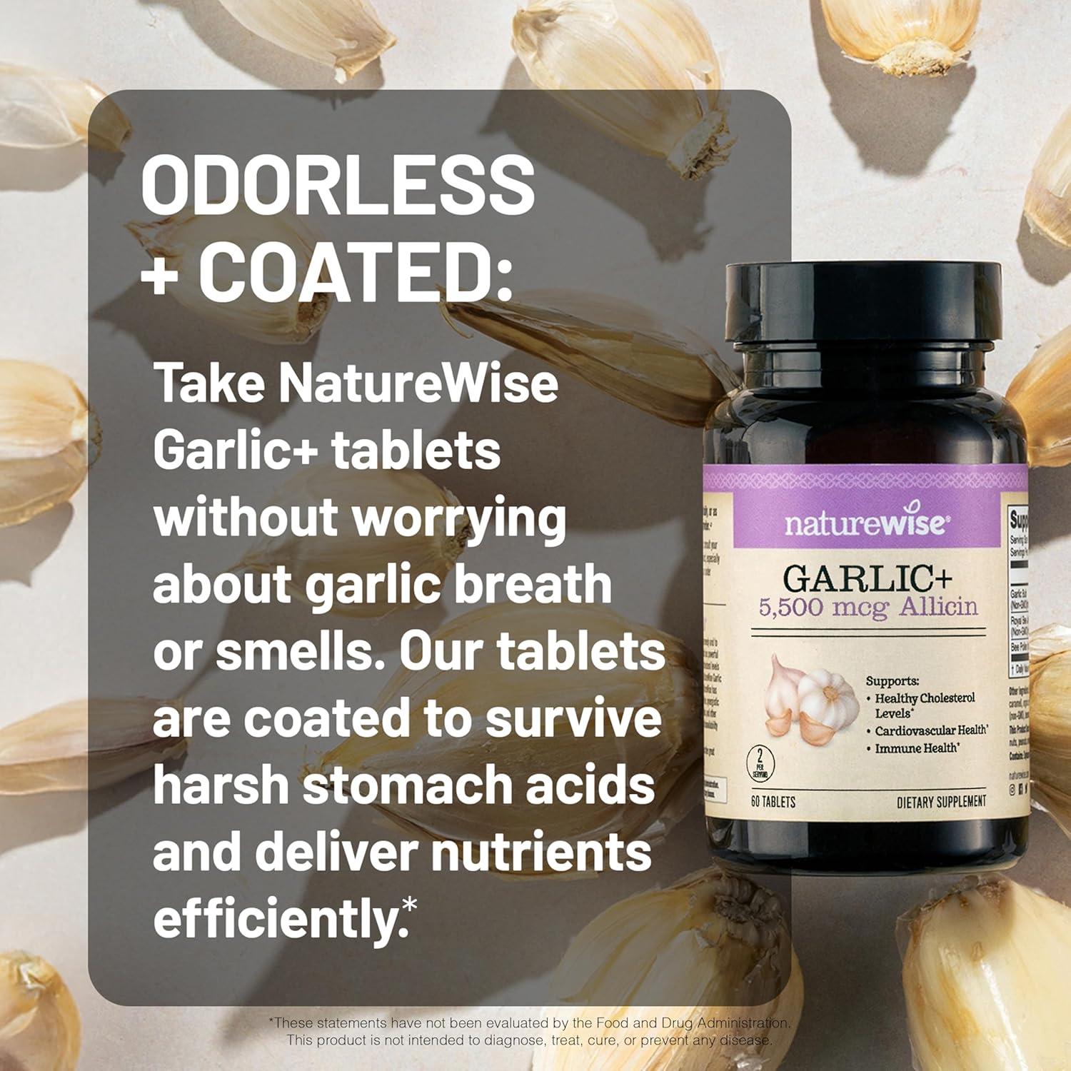 Suplemento de Ajo NatureWise 5500 mcg Vegano - 60 Tabletas