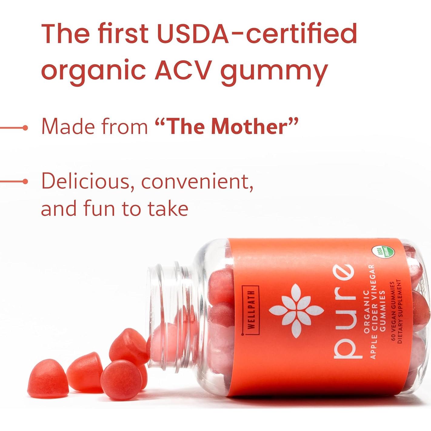 Gomitas de Vinagre de Sidra de Manzana Orgánico WellPath 60 Ct