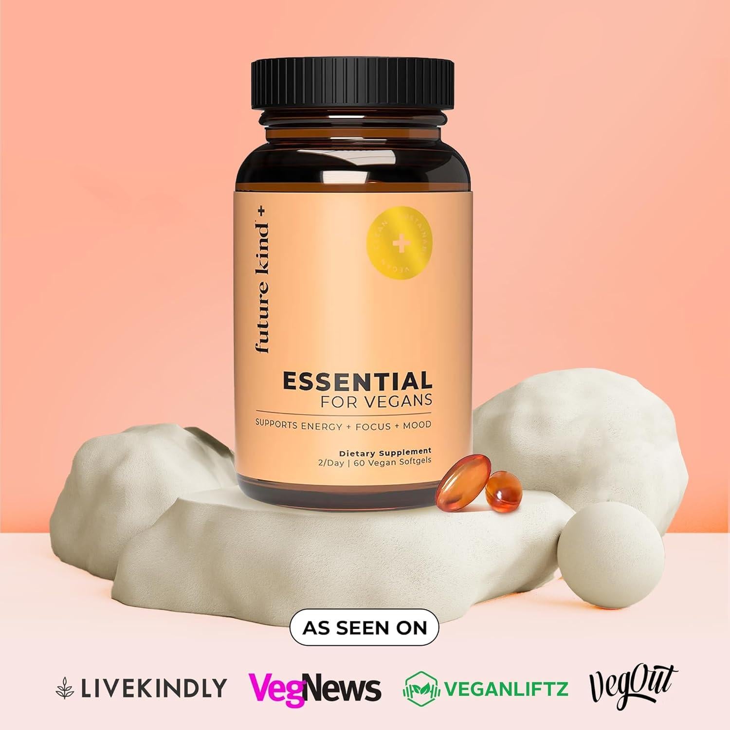 Multivitaminas Veganas Future Kind - Omega 3 DHA, B12, D3 - 60 Gelatinas