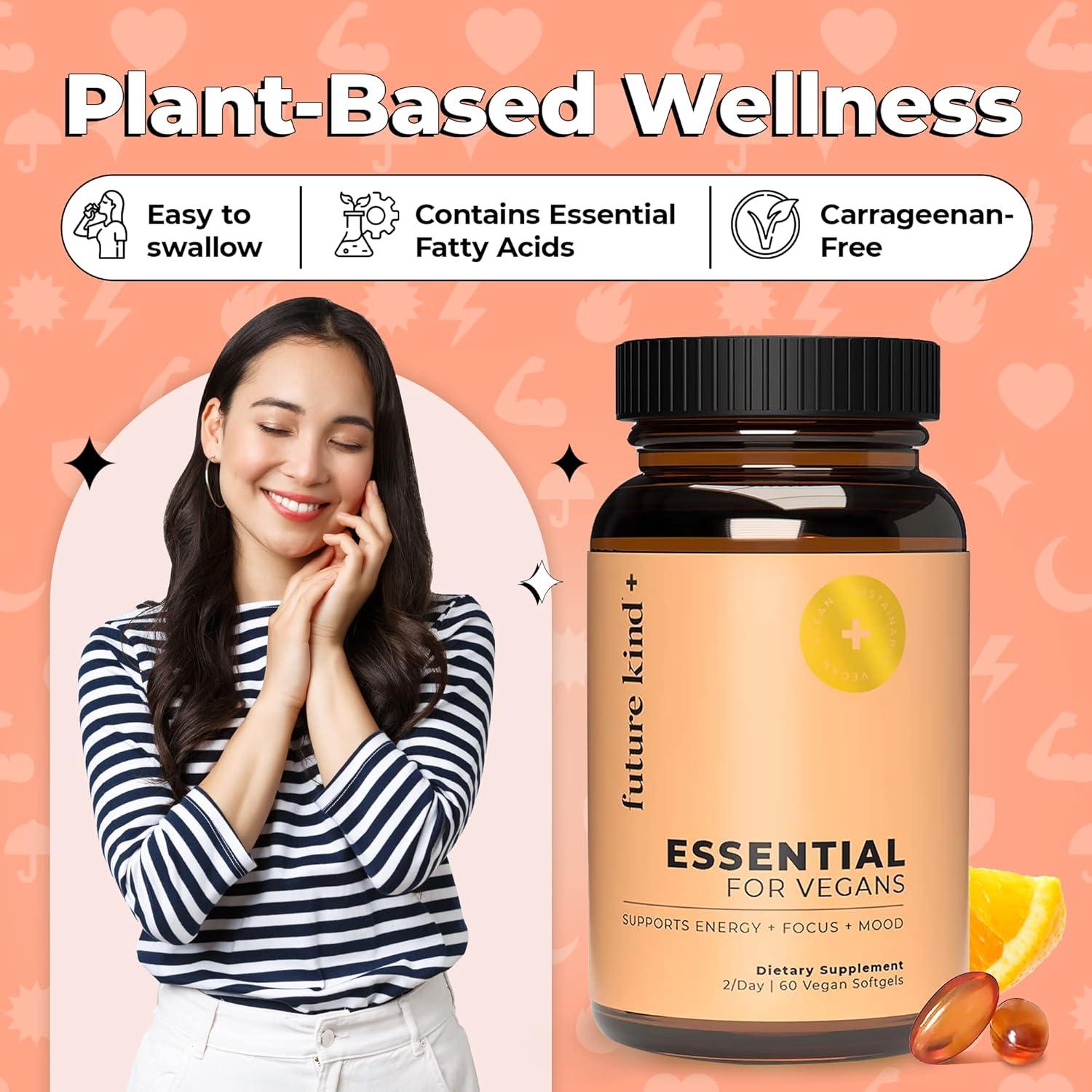 Multivitaminas Veganas Future Kind - Omega 3 DHA, B12, D3 - 60 Gelatinas