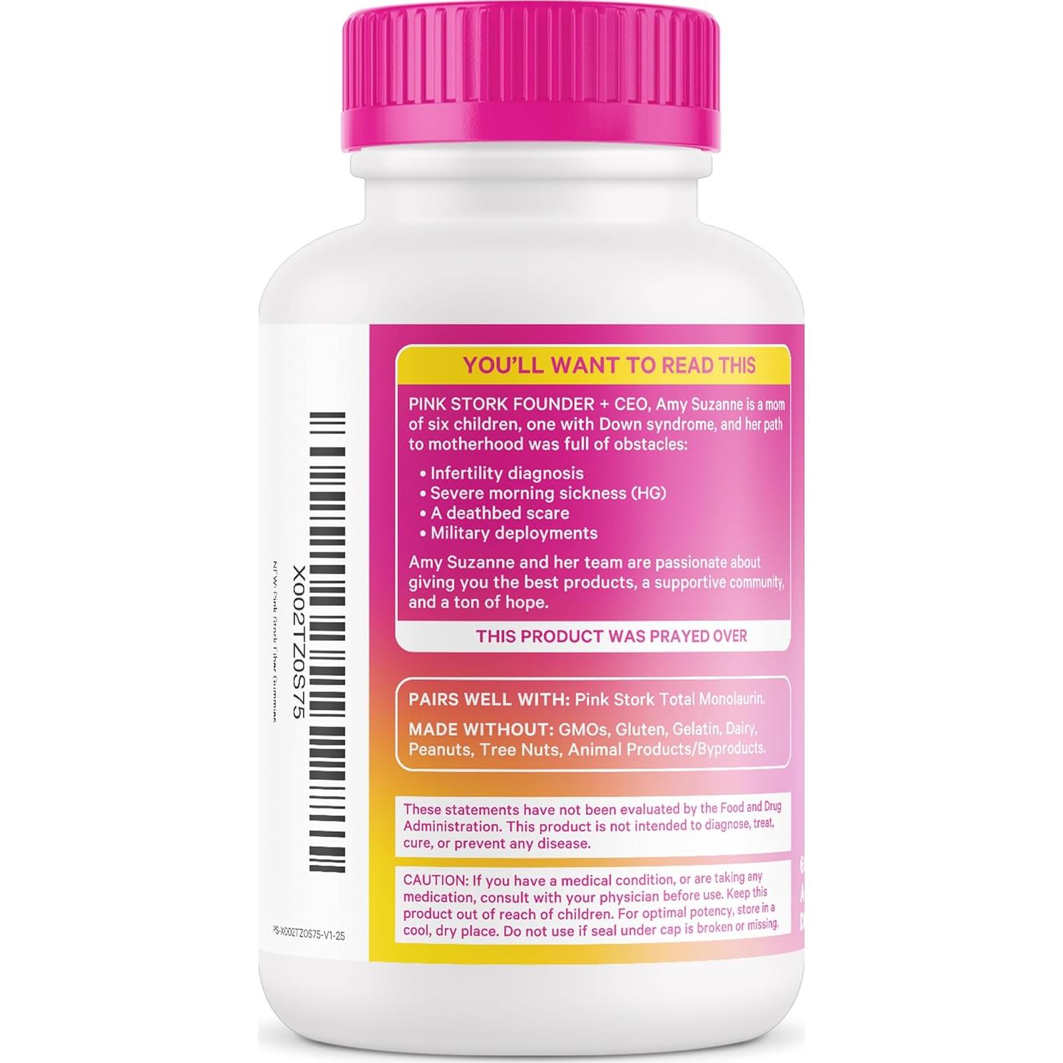 Gomitas de Fibra Pink Stork para Embarazo - 60 Masticables