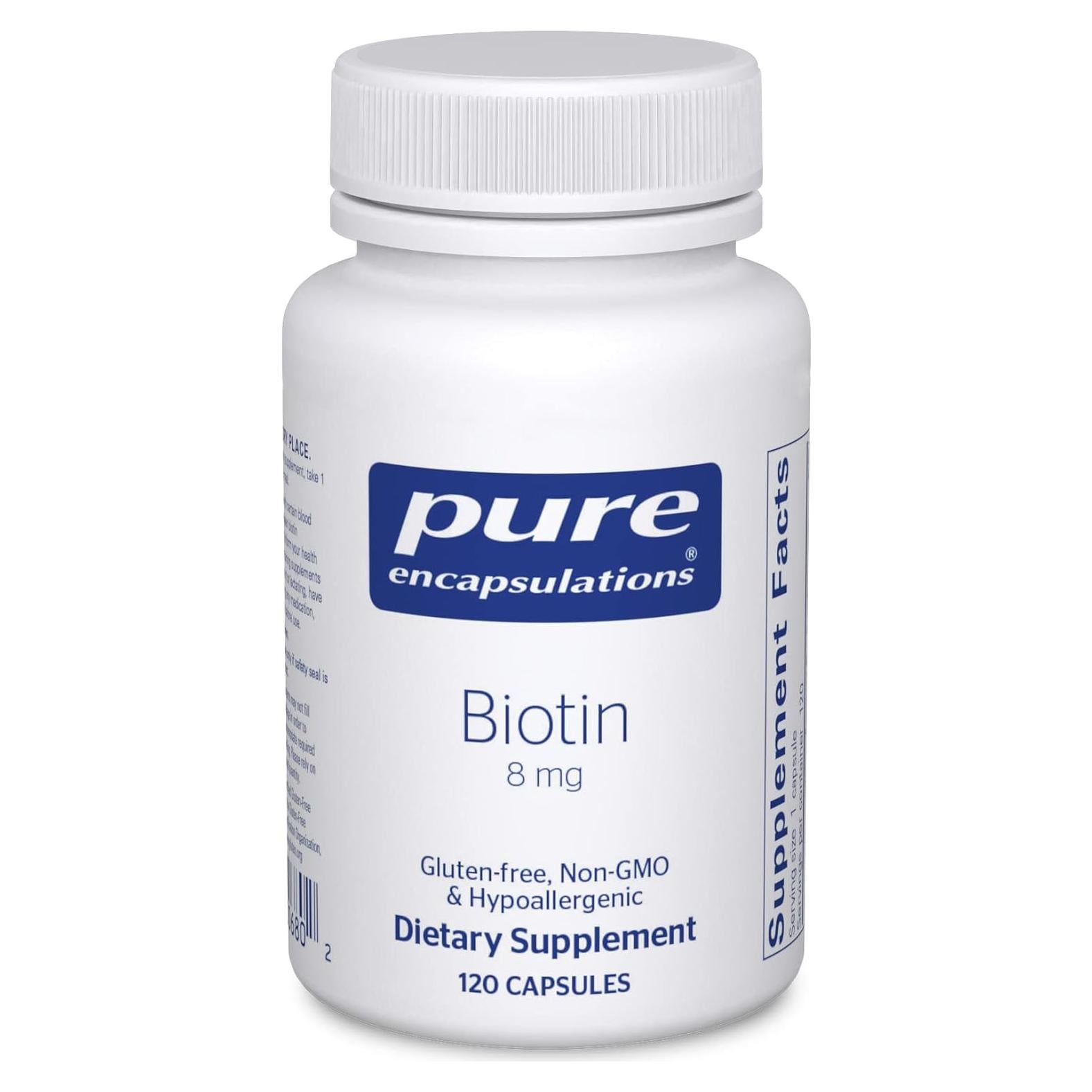 Suplemento de Biotina 8 mg Pure Encapsulations - 120 Cápsulas