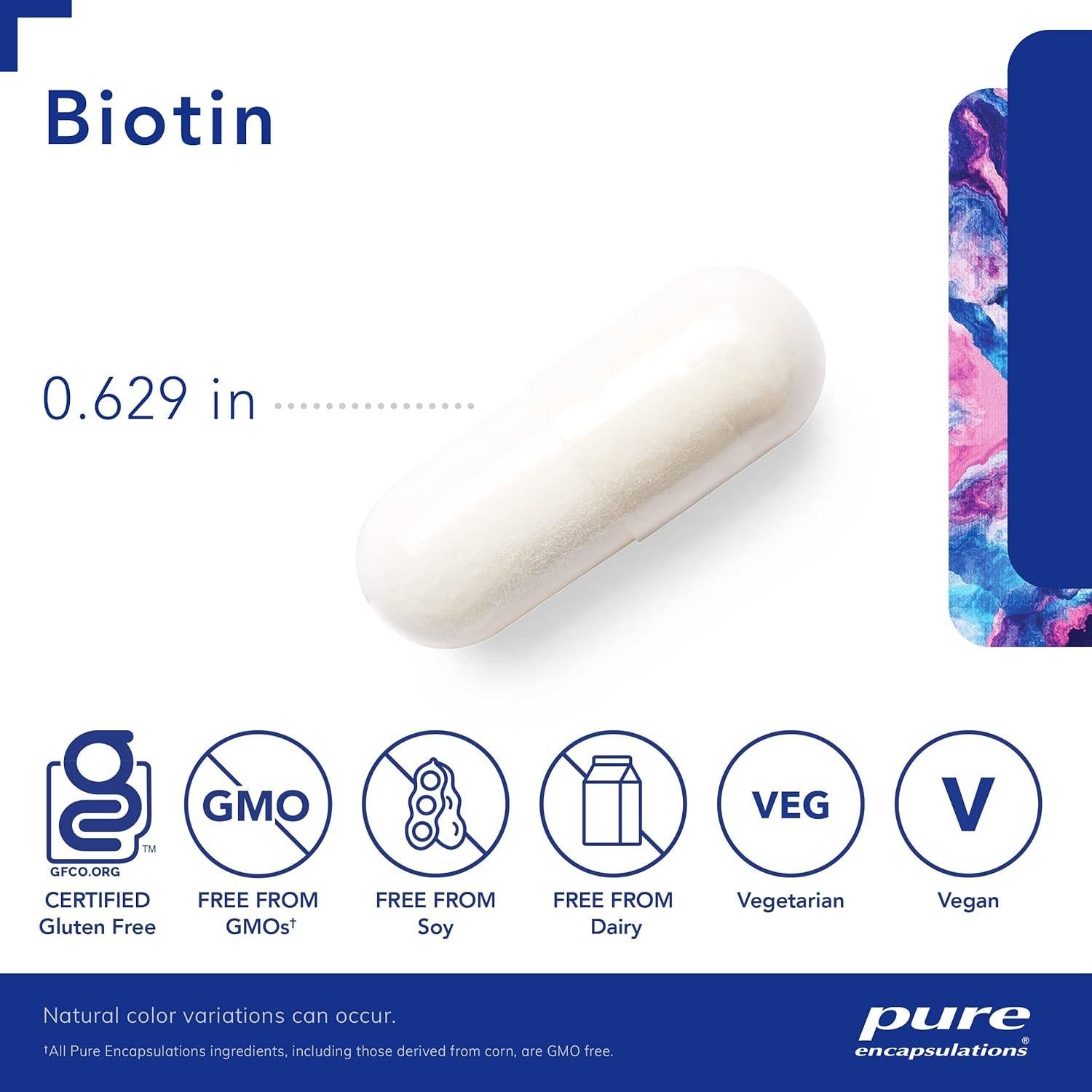 Suplemento de Biotina 8 mg Pure Encapsulations - 120 Cápsulas