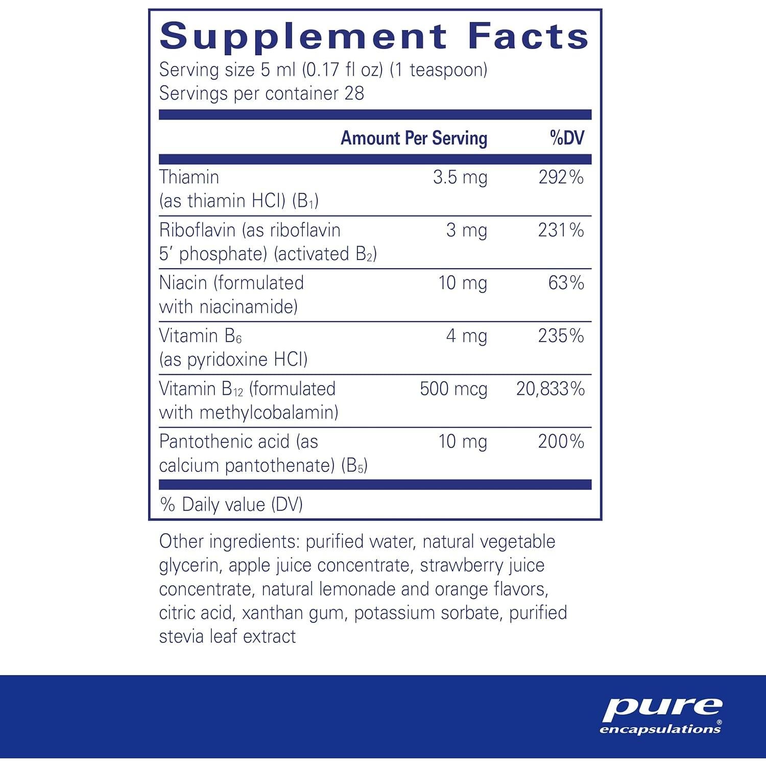 Complejo de Vitamina B Líquido Pure Encapsulations 140 mL