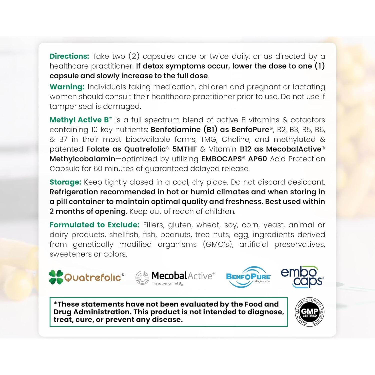 Vitaminas B Metiladas Pure TheraPro Rx 60 Cápsulas Veganas