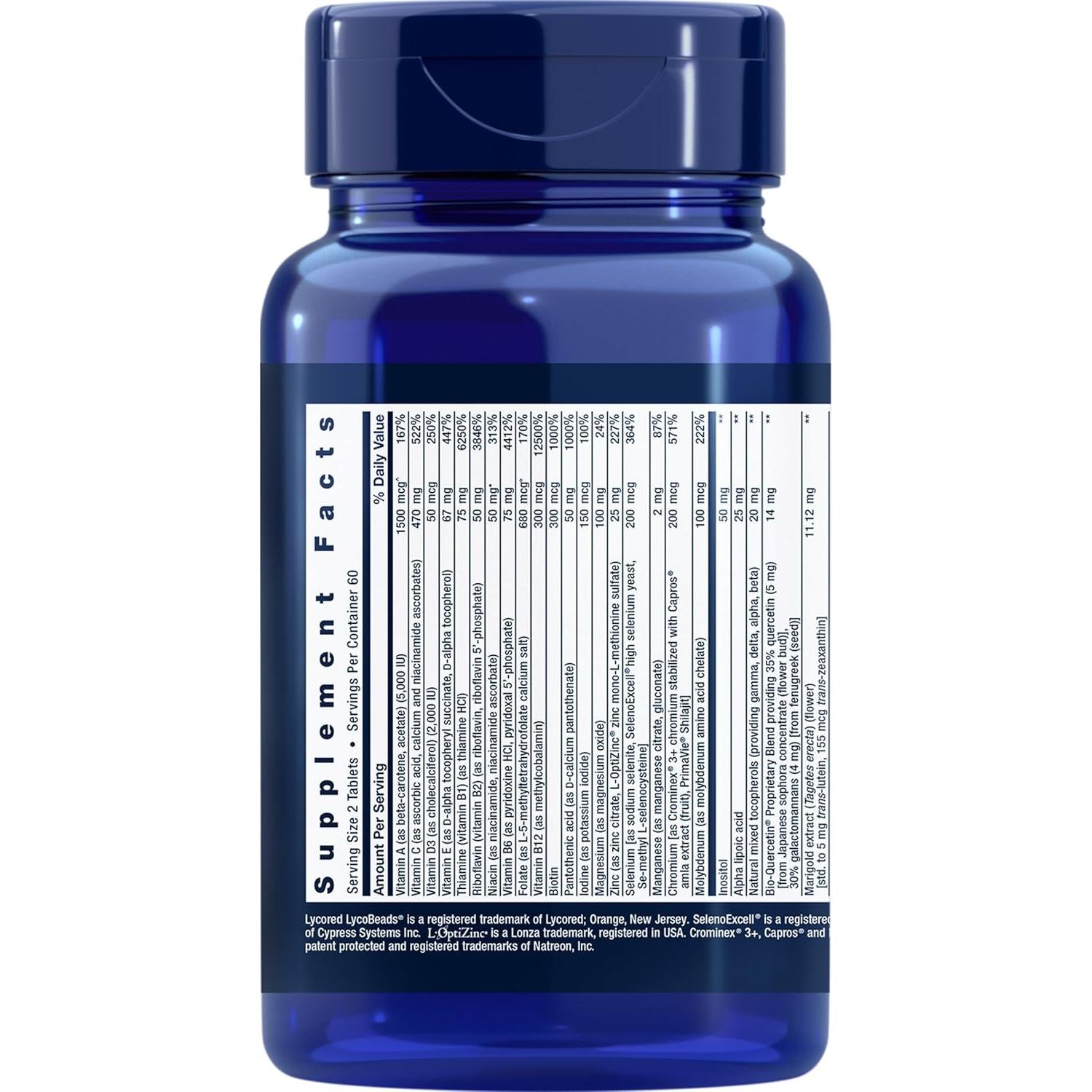 Suplemento Multivitamínico Life Extension 120 Tabletas Sin Gluten