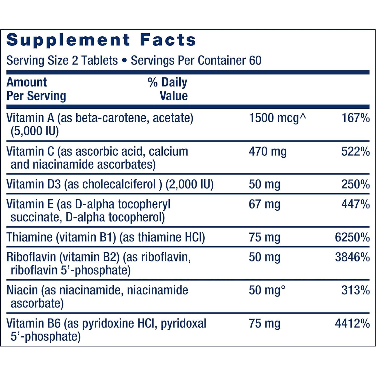 Suplemento Multivitamínico Life Extension 120 Tabletas Sin Gluten