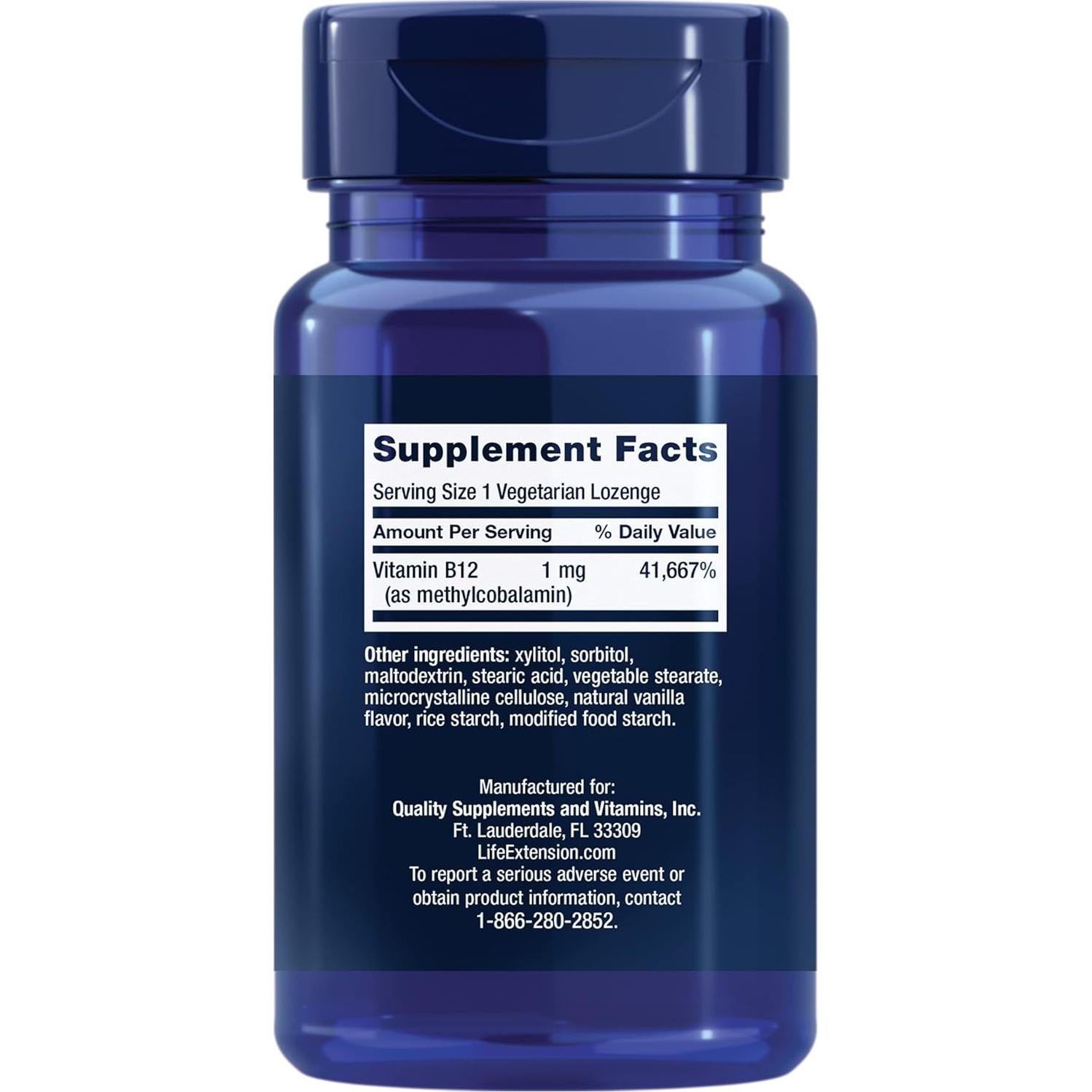 Suplemento Methylcobalamina B12 1mg y D3 125mcg Life Extension - 60 Cápsulas