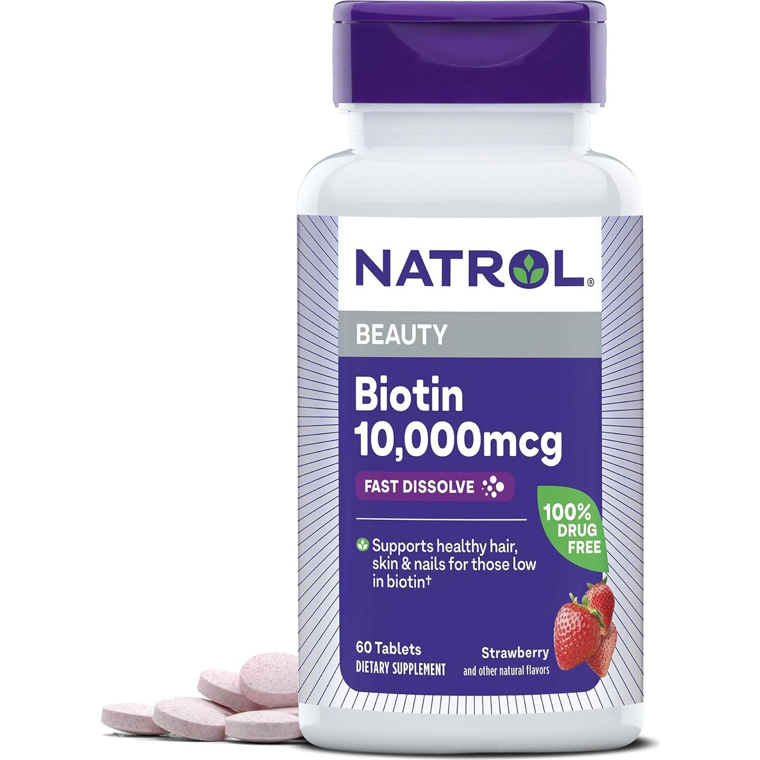 Natrol Vitamina B-12 5000mcg 200 Tabletas + Biotina 10000mcg 60 Tabletas