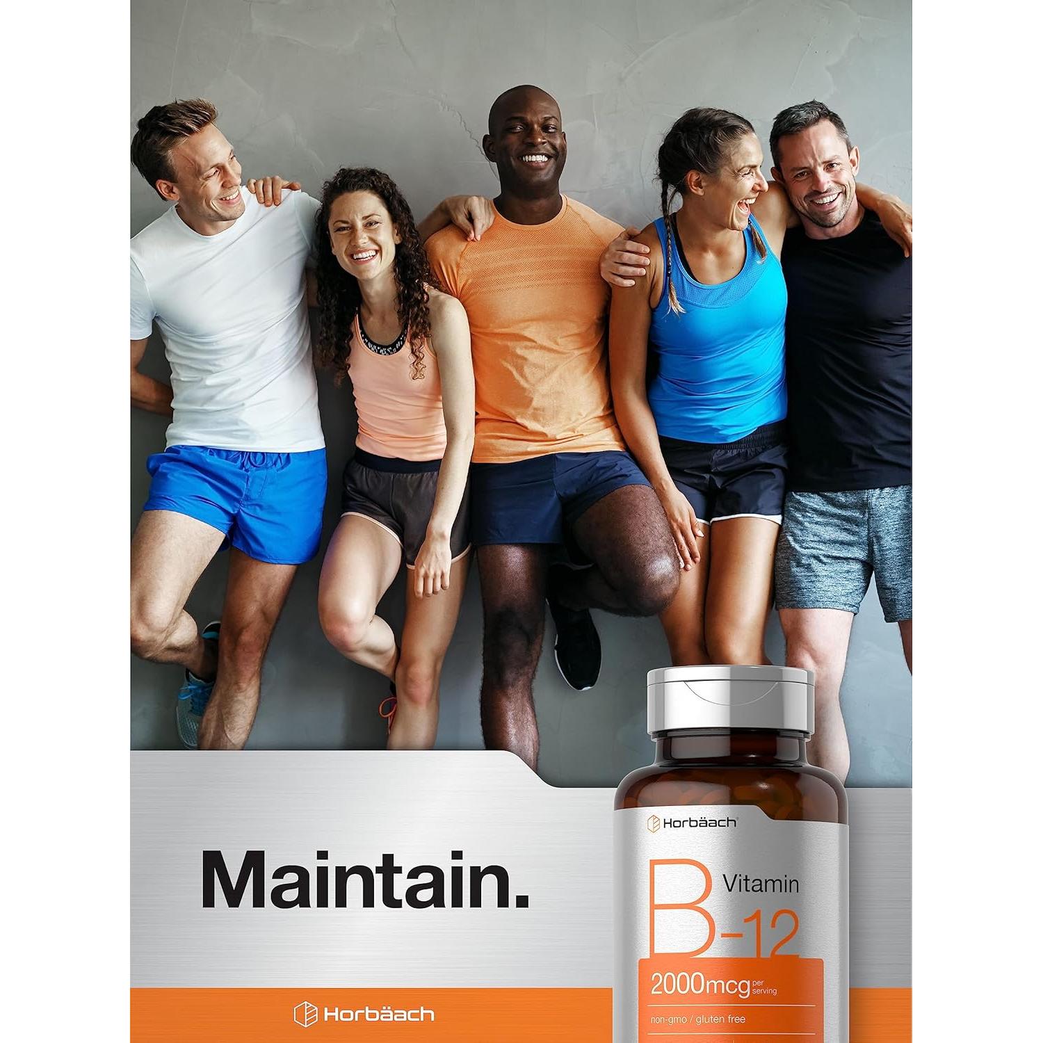 Suplemento de Vitamina B12 Horbäach 2000 mcg 200 Tabletas Vegetarianas