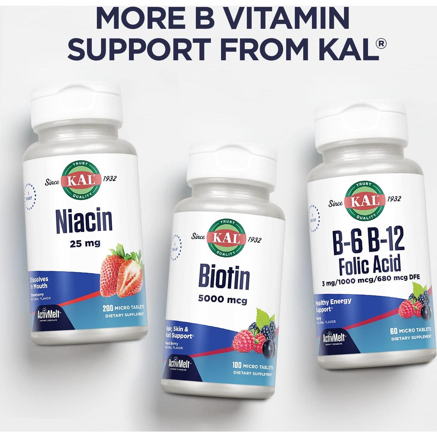 KAL Vitamina B12 Adenosilcobalamina 1000 mcg Sabor Fresa - 90 Tabletas