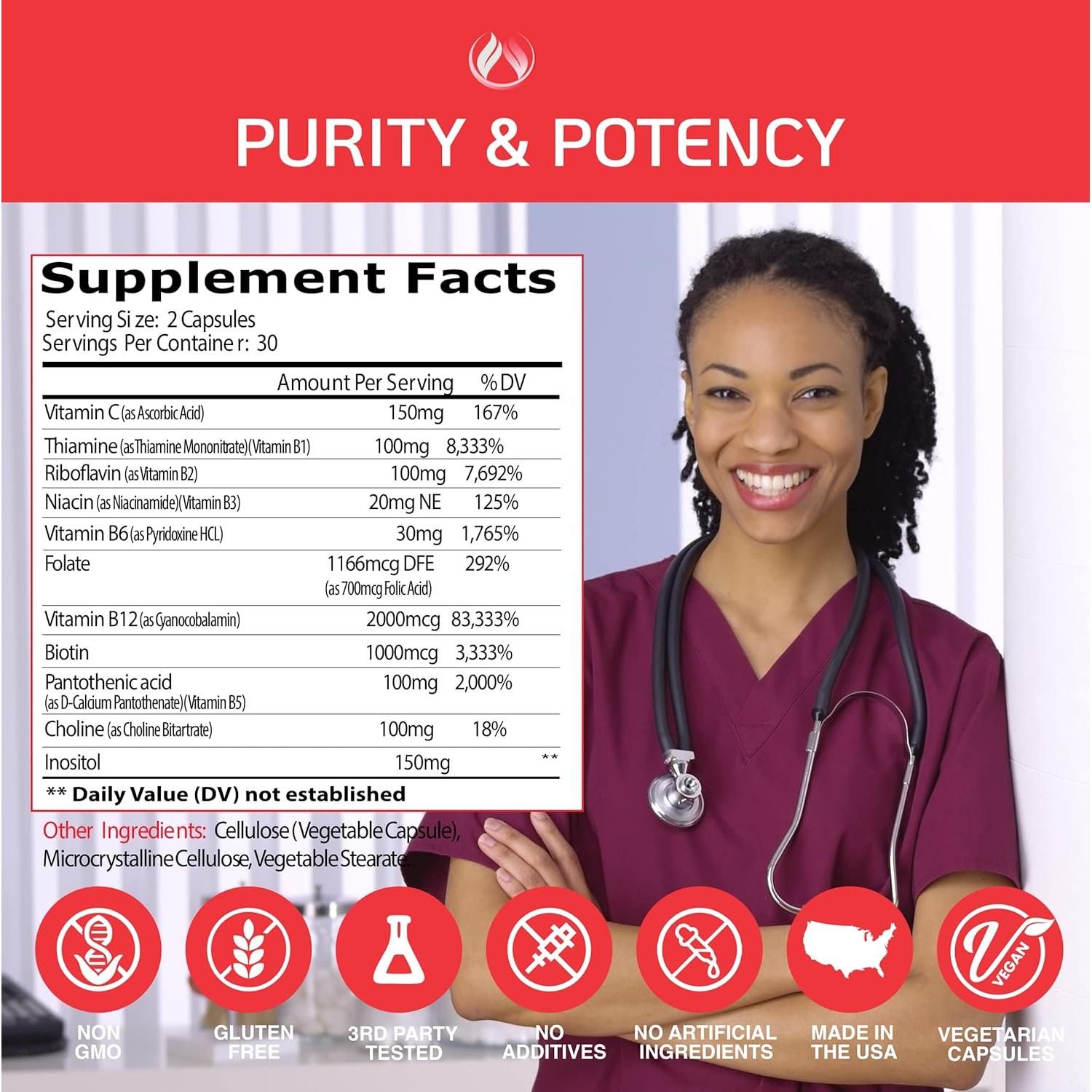 Suplemento de Vitamina B12 Enclare 2000mcg - Complejo B Vegano