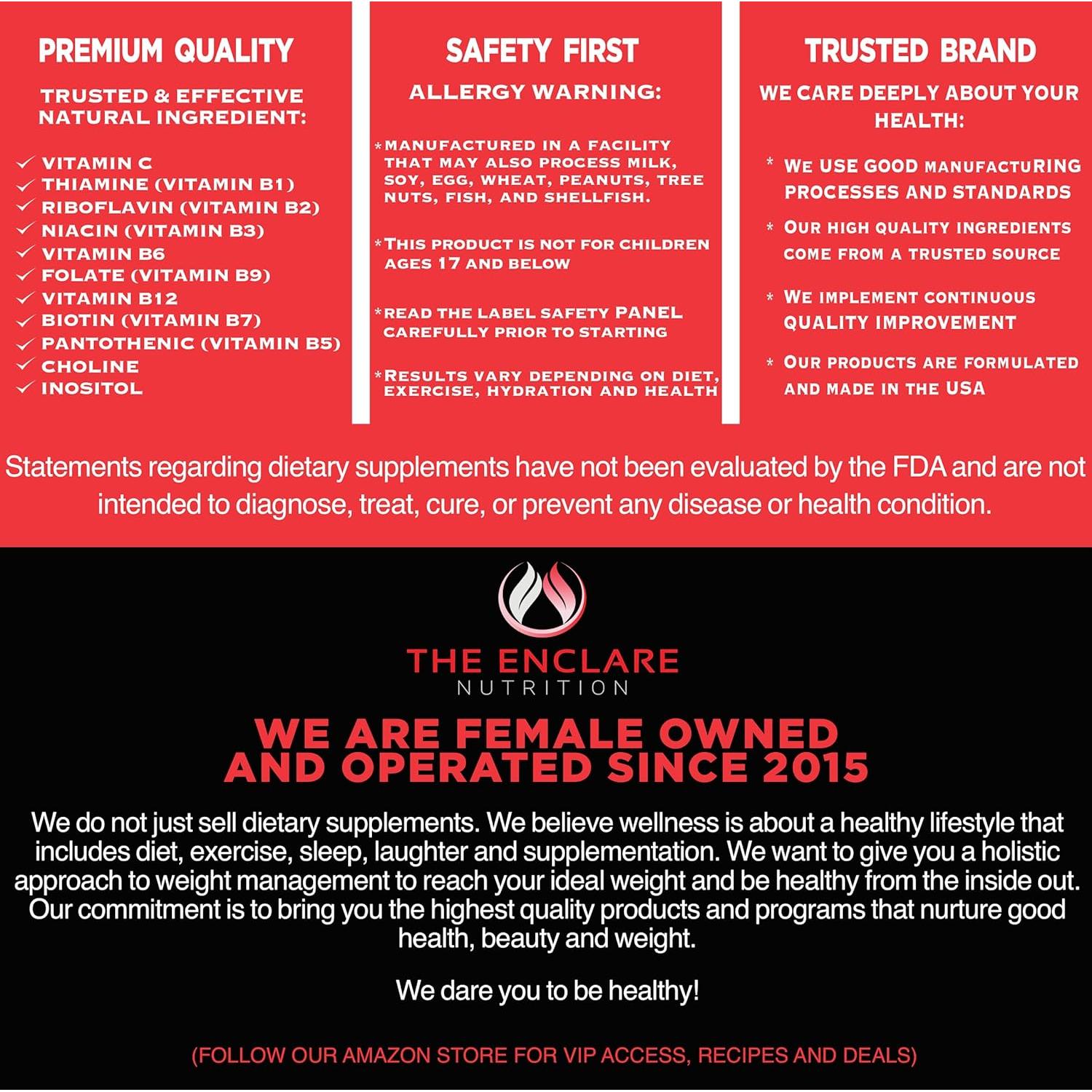 Suplemento de Vitamina B12 Enclare 2000mcg - Complejo B Vegano