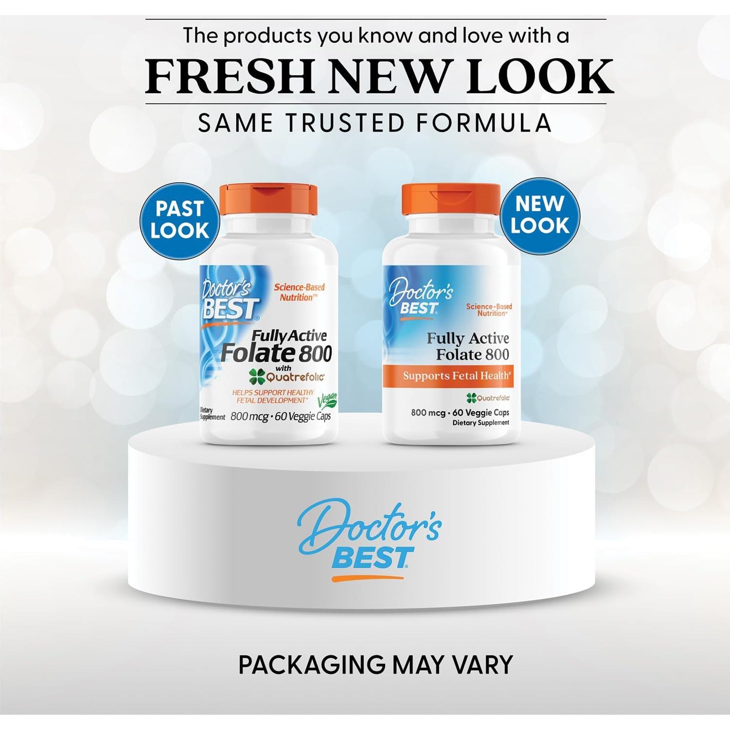 Folato Activo Doctor's Best 800 con Quatrefolic 60 Cápsulas