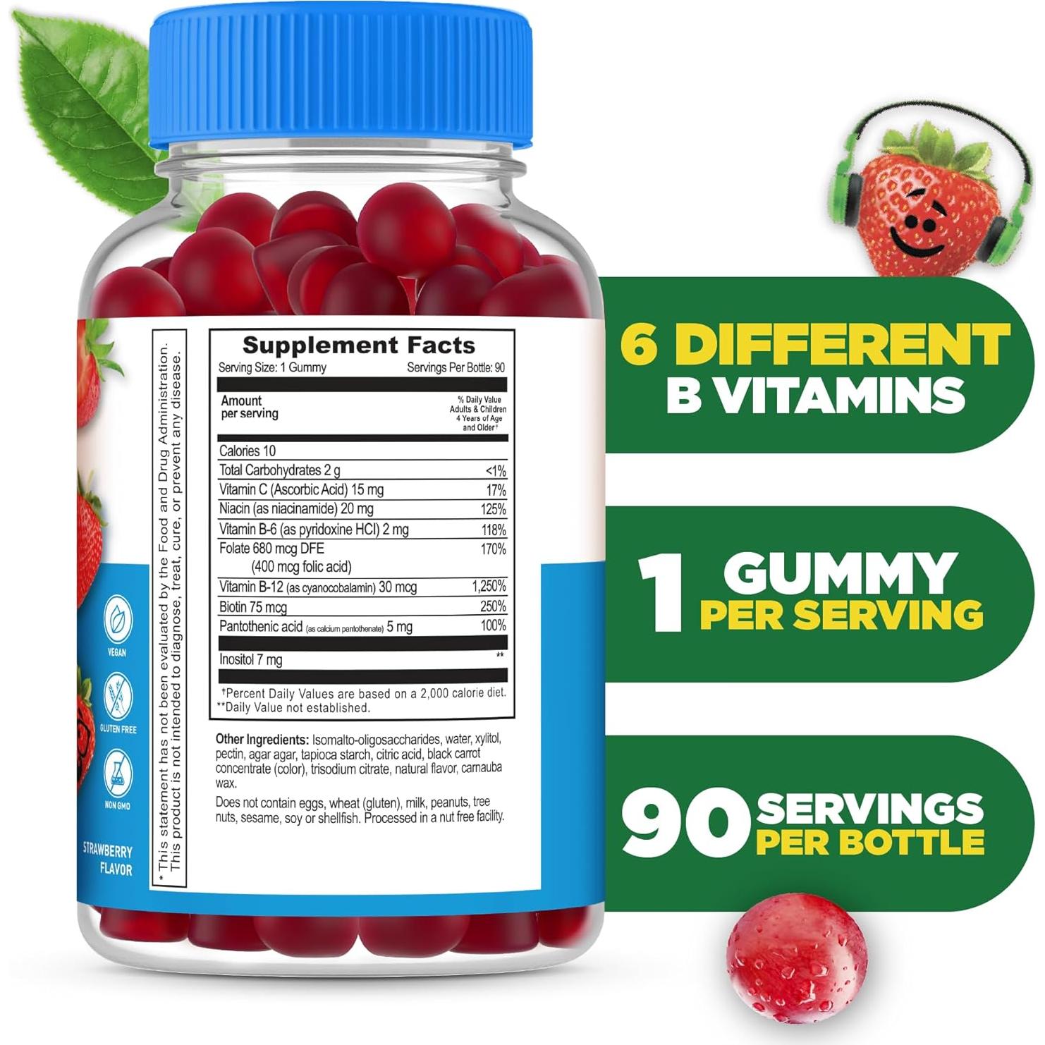 Complejo de Vitaminas B Sin Azúcar Lifeable para Niños 90 Gominolas